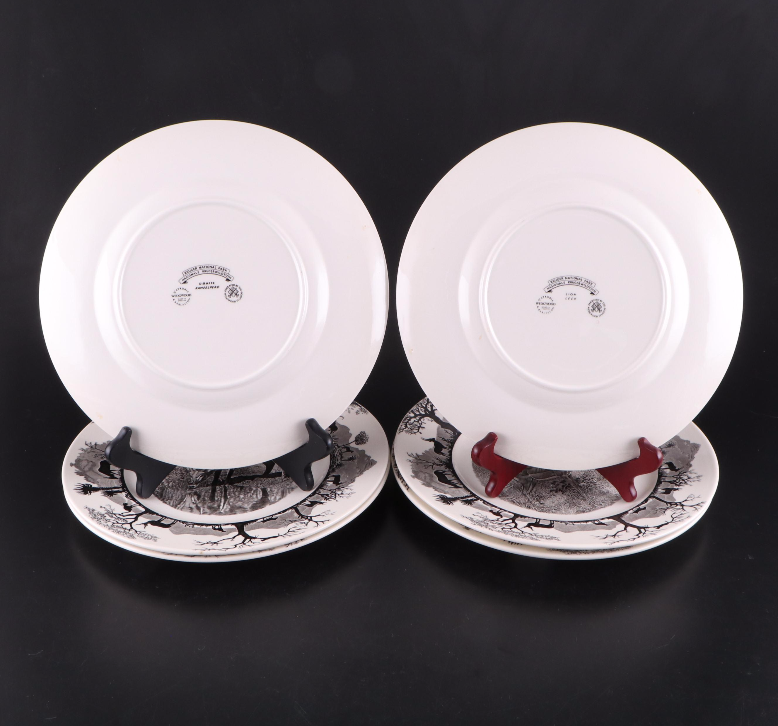 Wedgwood "Kruger National Park" Ceramic Dinner Plates with Highball Glasses