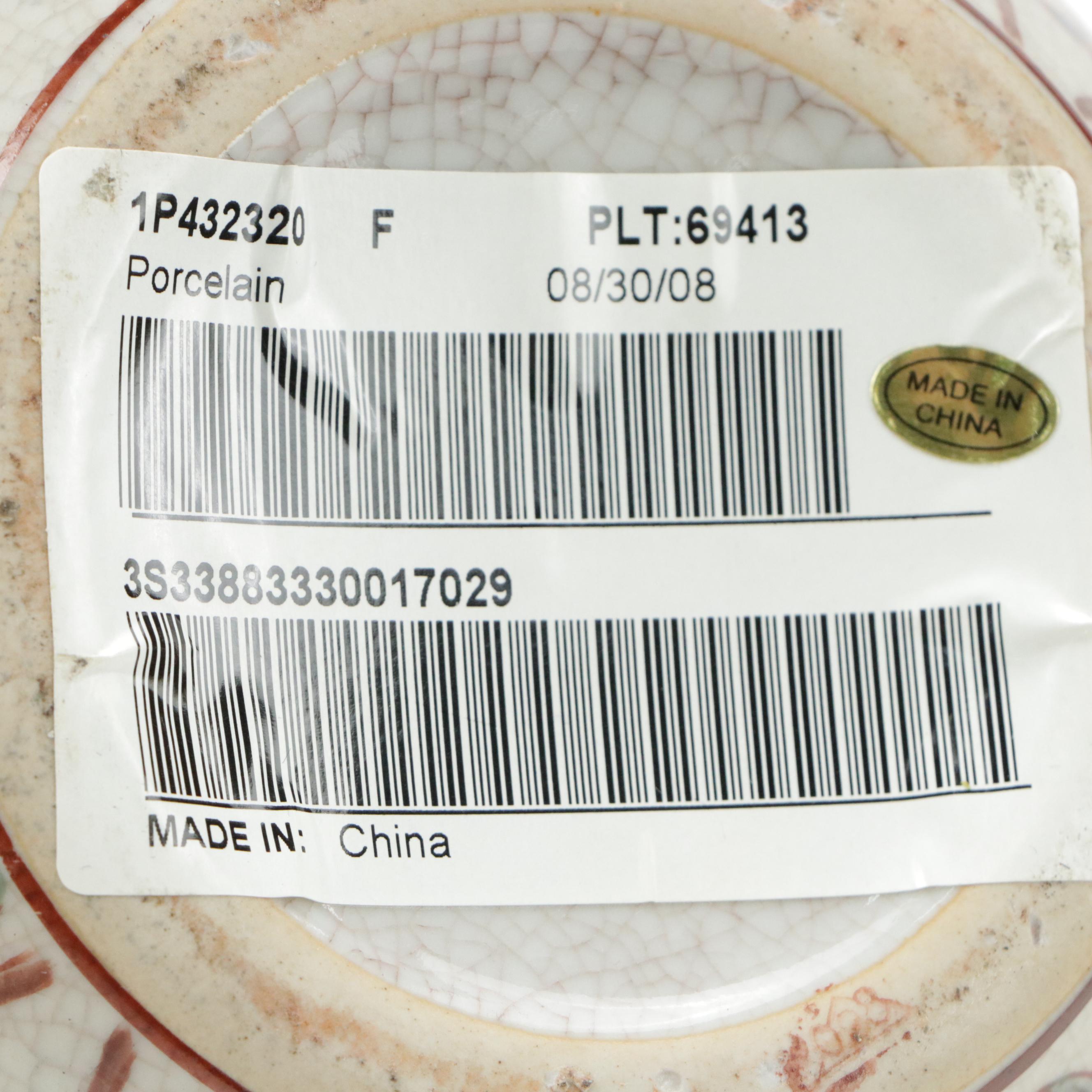 Floral Motif Ceramic Lidded Trinket Bowl with Red Glaze Ceramic Trinket Bowl