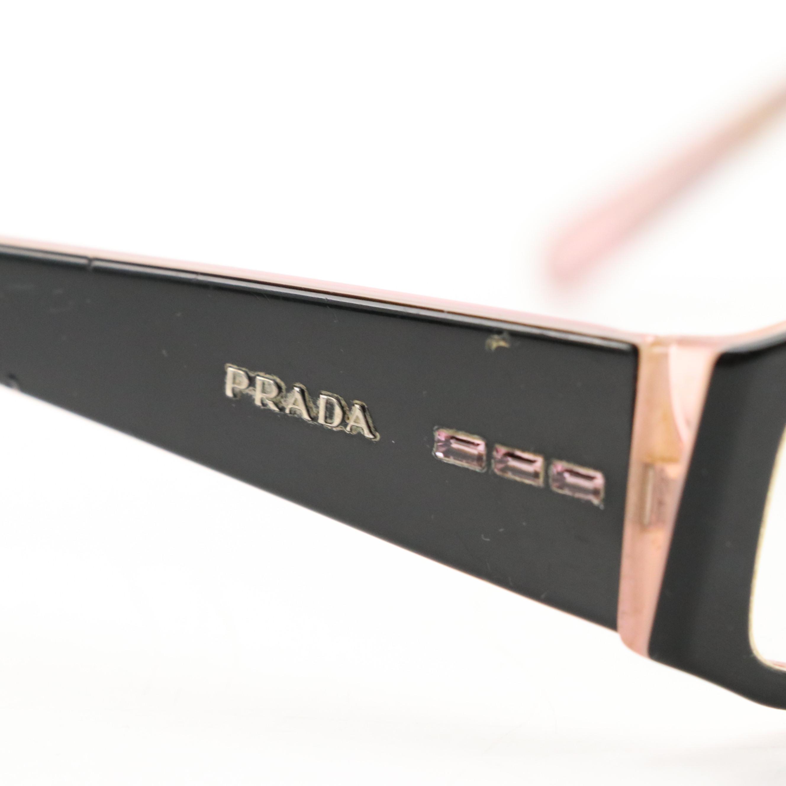 Prada VPR 10F 3AX-1O1 Black and Lavender Eyeglasses in Case