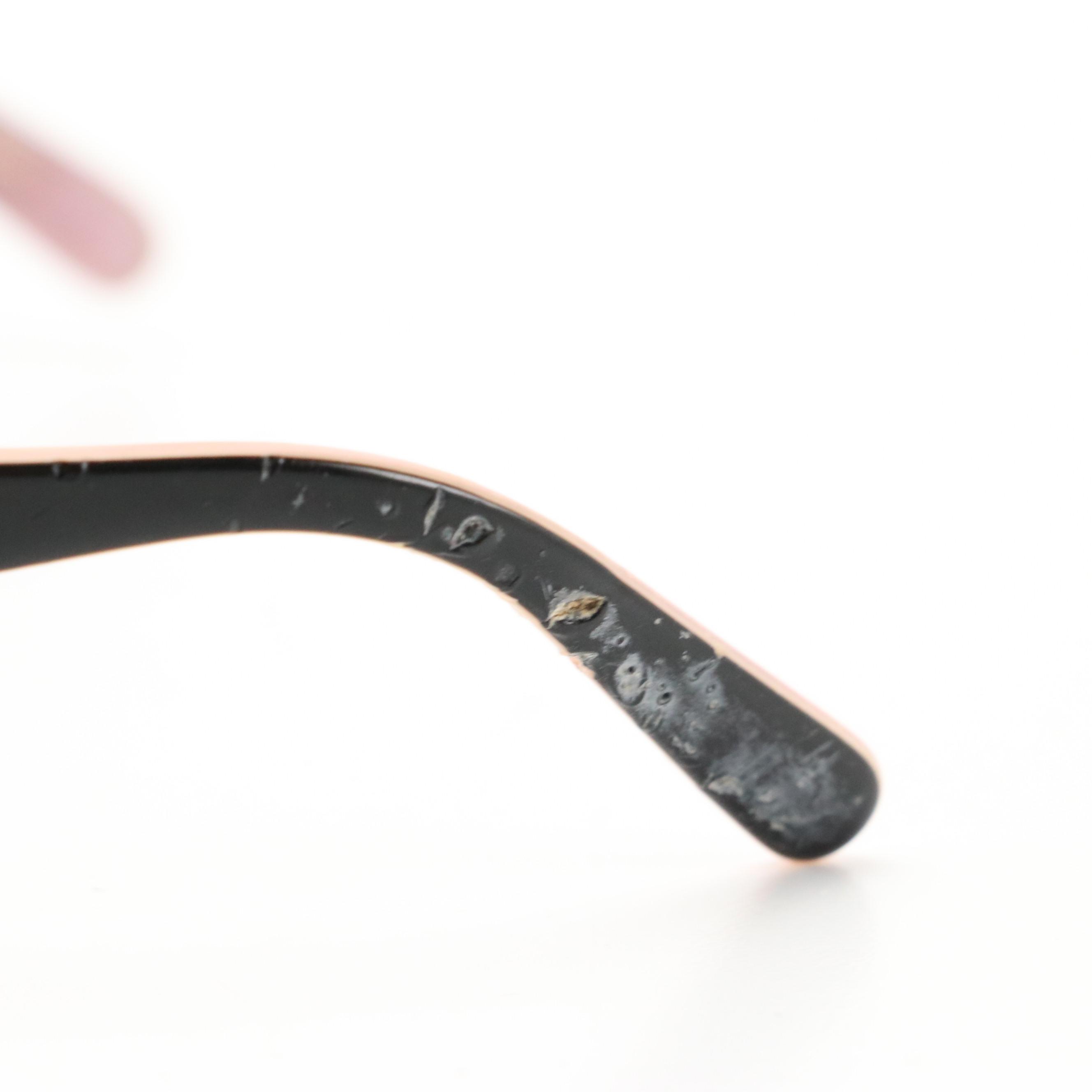 Prada VPR 10F 3AX-1O1 Black and Lavender Eyeglasses in Case