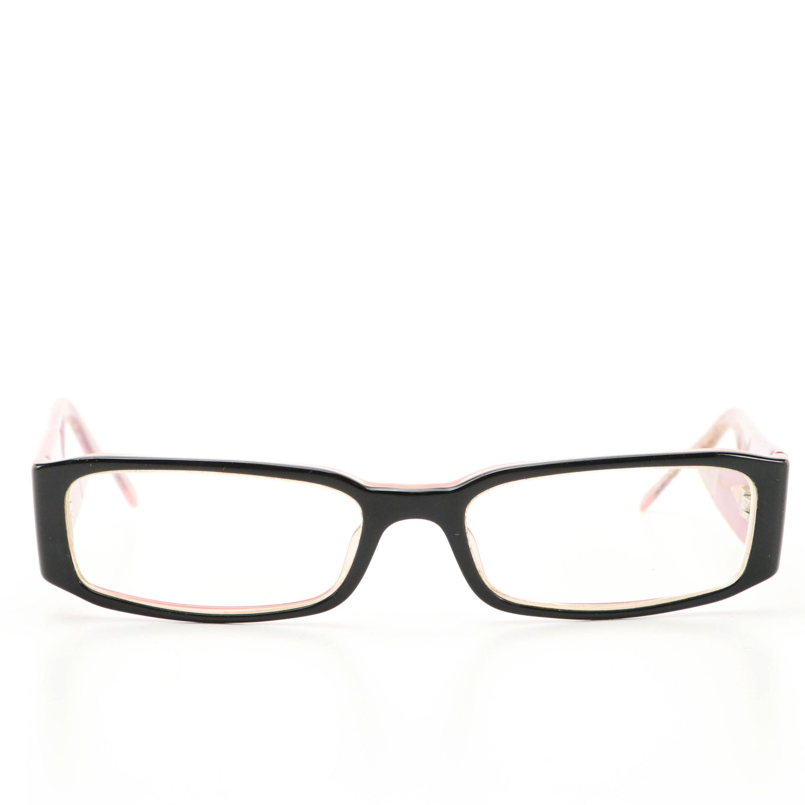 Prada VPR 10F 3AX-1O1 Black and Lavender Eyeglasses in Case