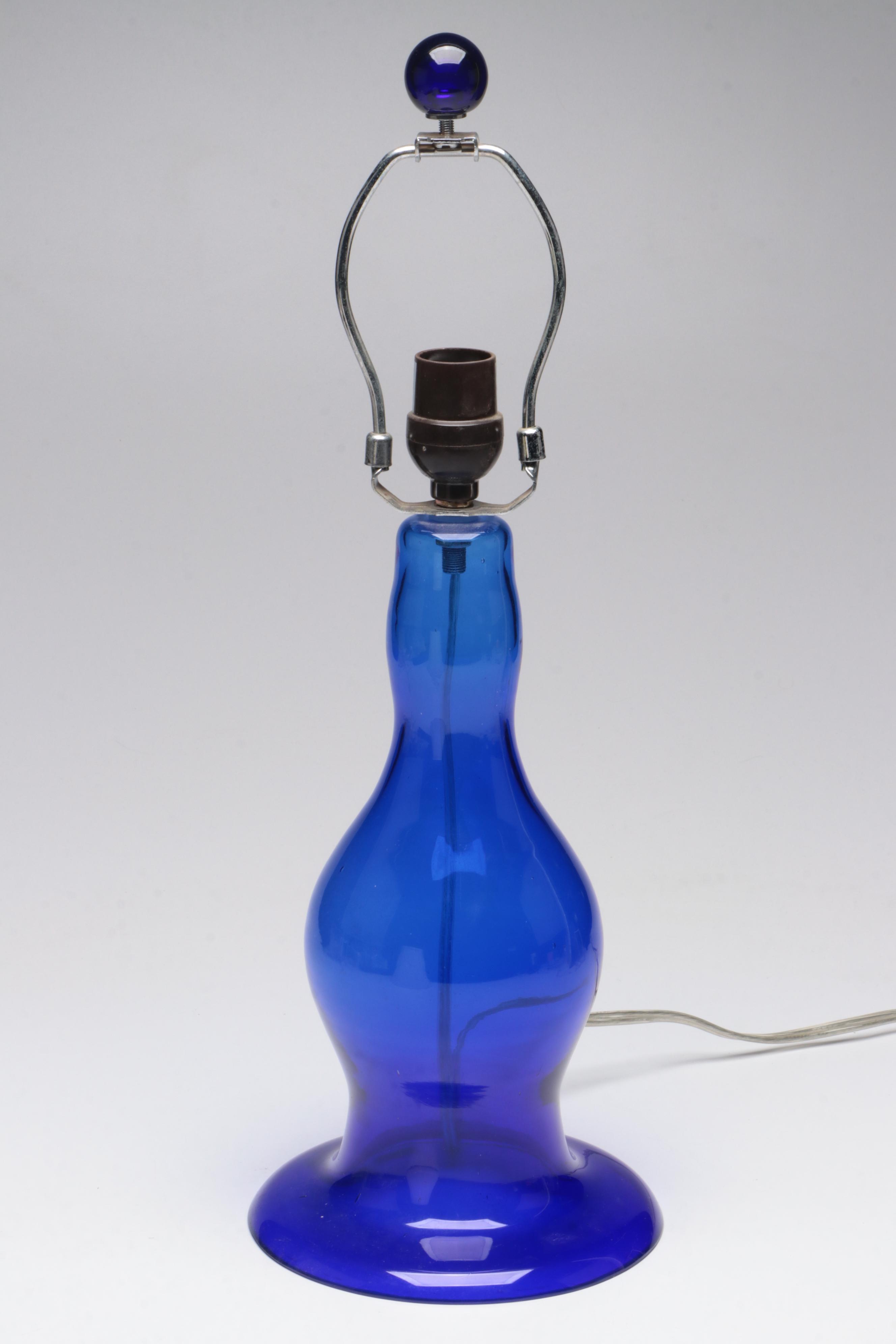 Cobalt Blue Glass Table Lamp