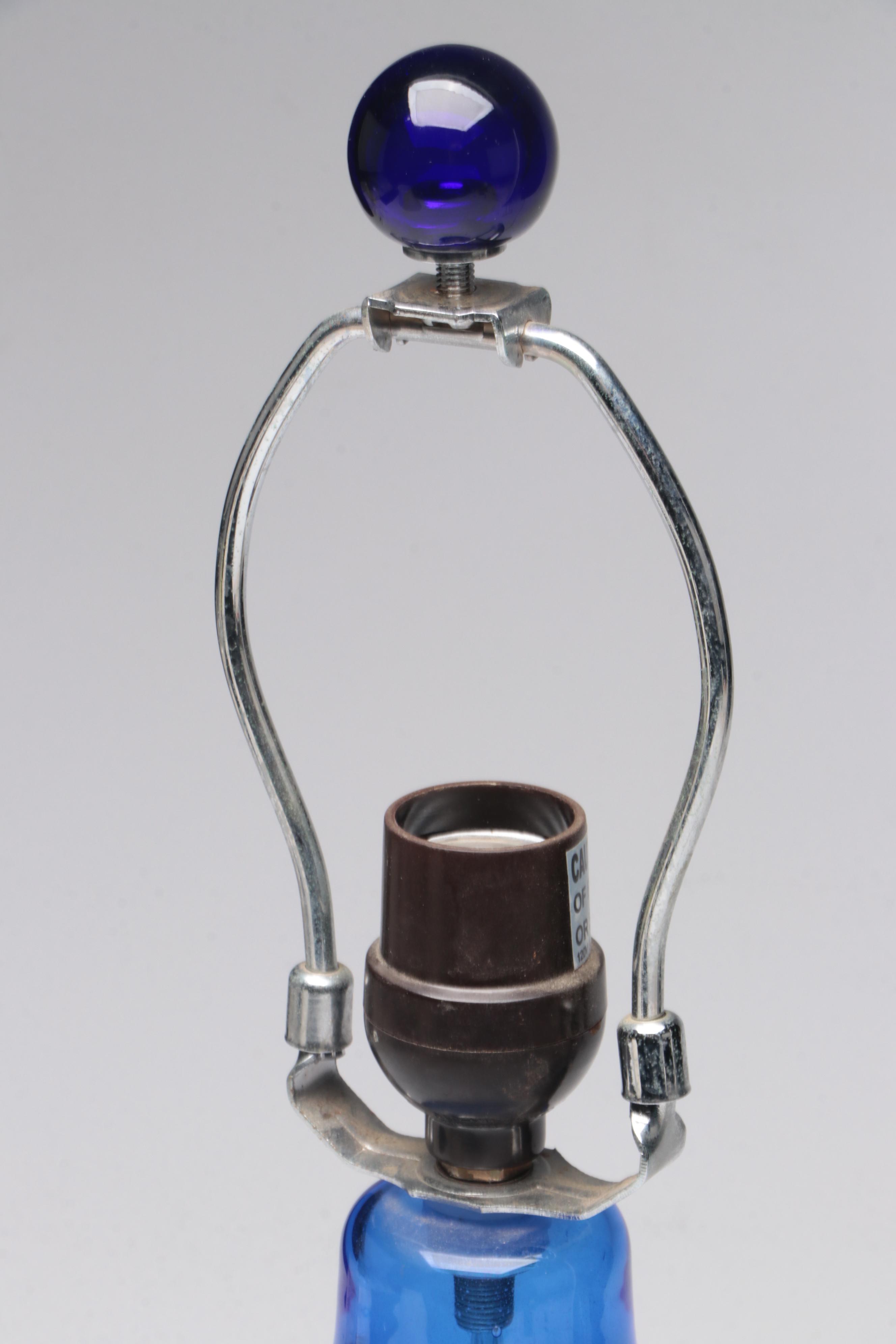 Cobalt Blue Glass Table Lamp