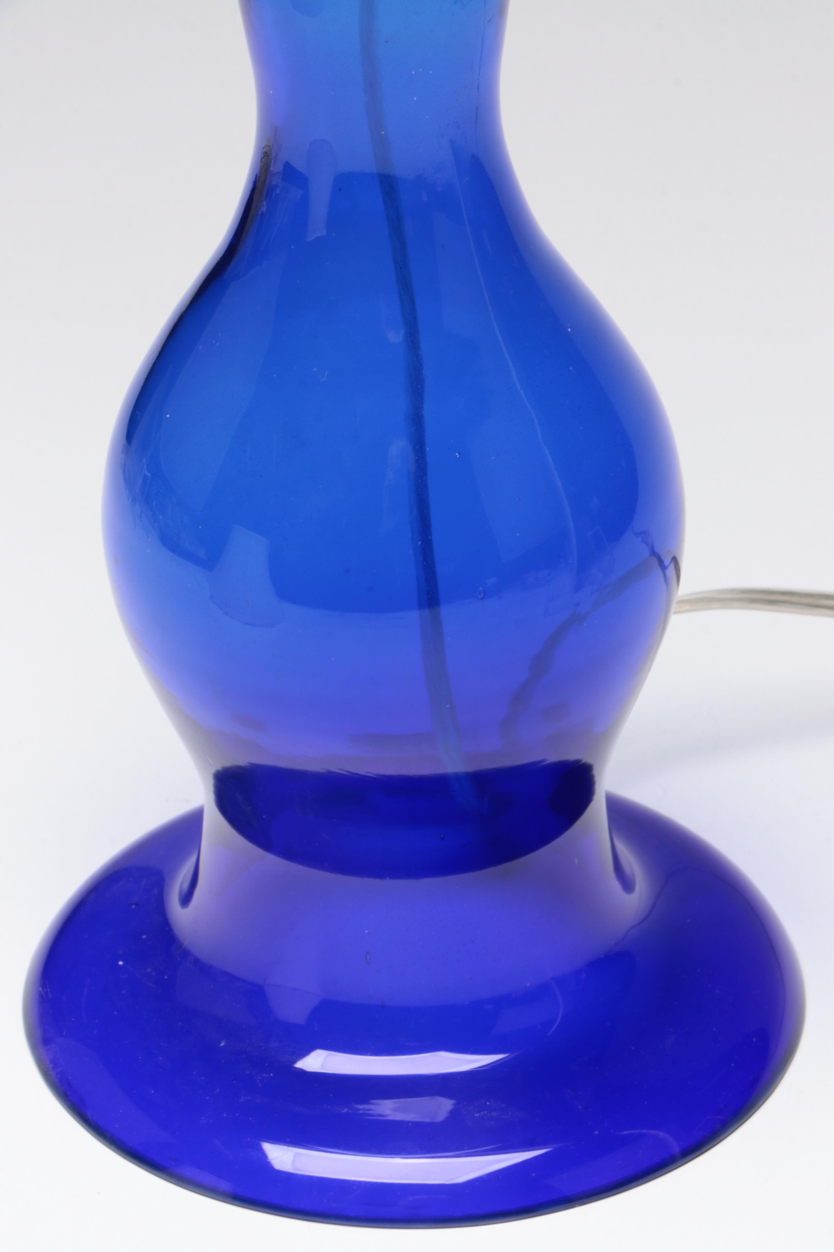 Cobalt Blue Glass Table Lamp