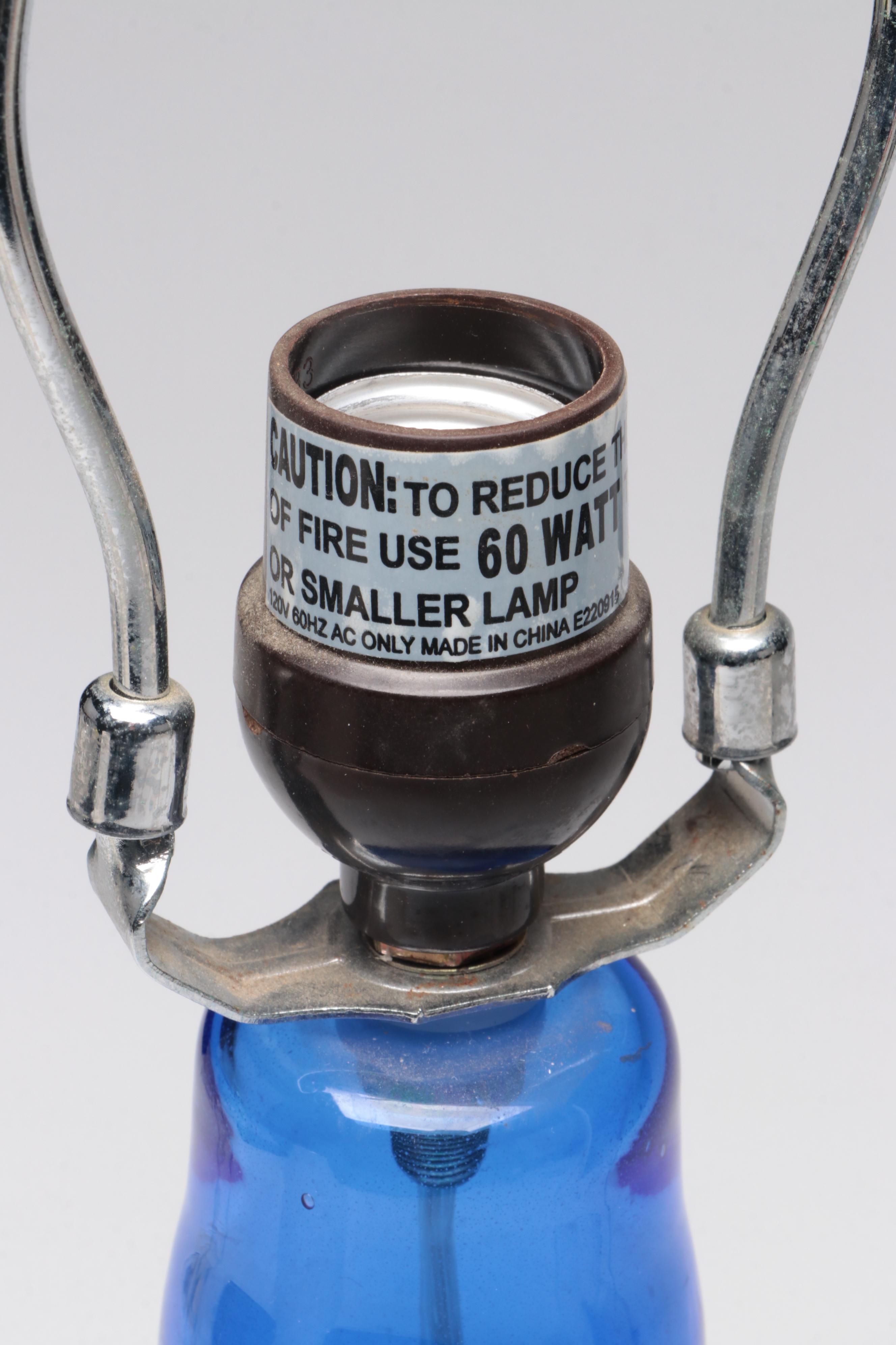 Cobalt Blue Glass Table Lamp