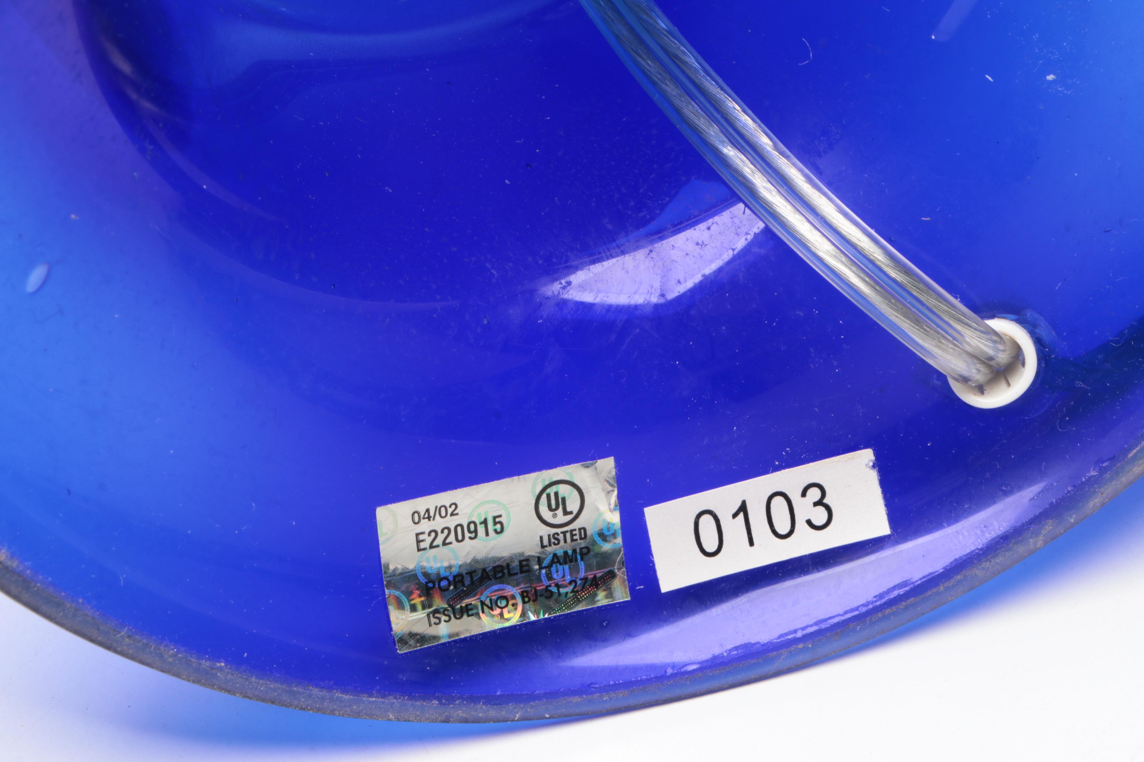 Cobalt Blue Glass Table Lamp