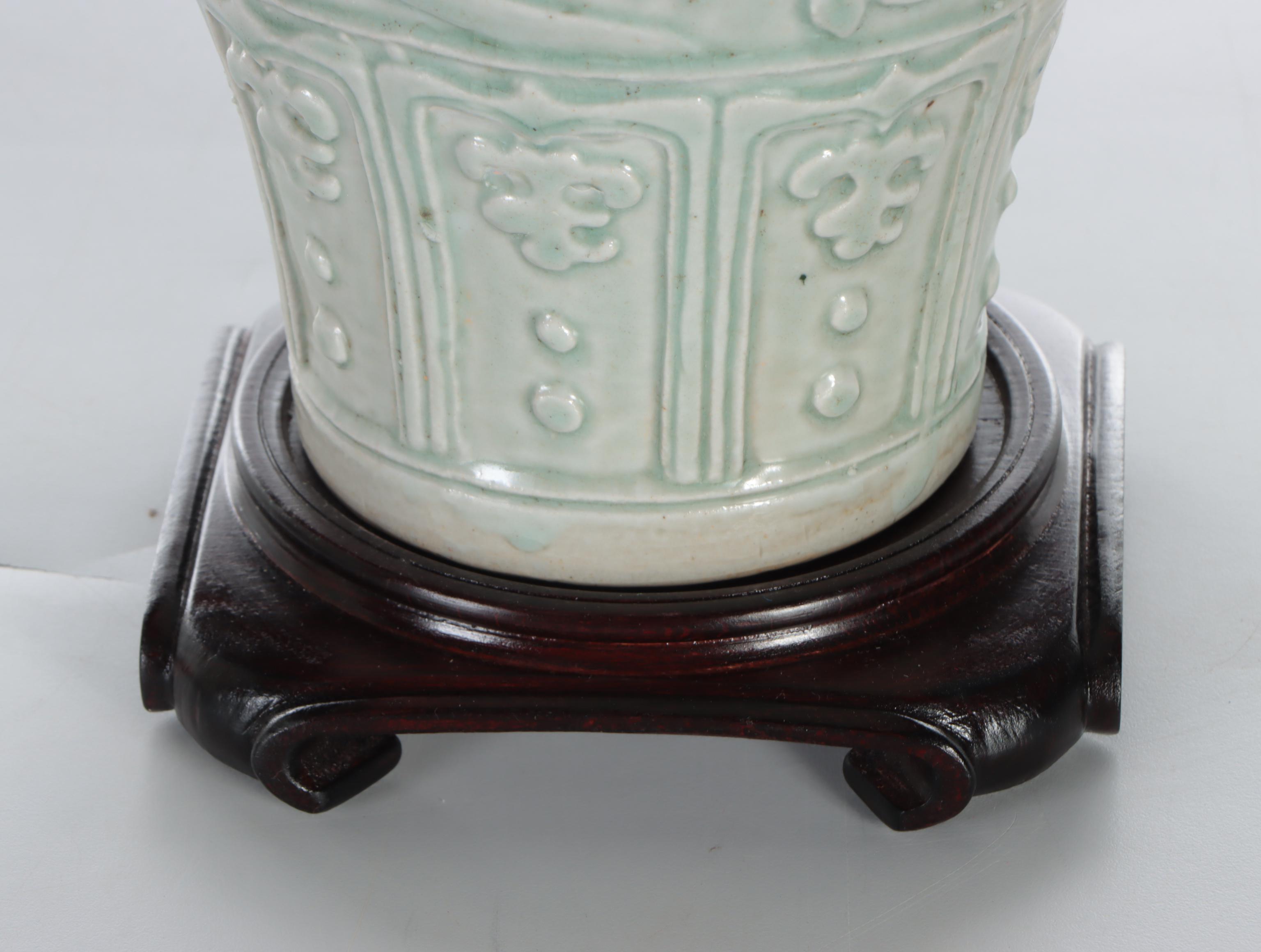 Pair of Celadon Porcelain Table Lamps