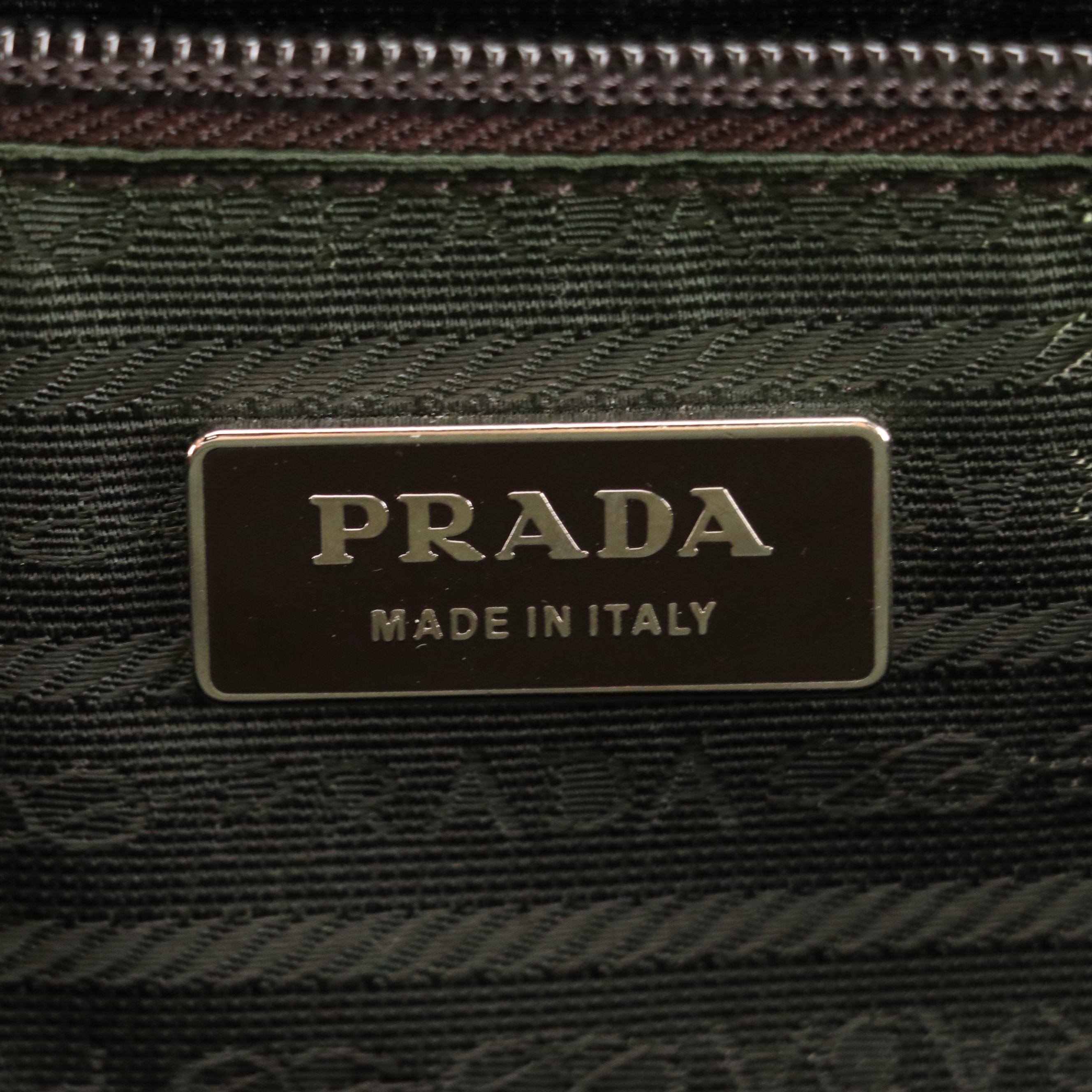 Prada Doctor's Style Bag in Brown Canvas and Yellow Cinghiale Leather