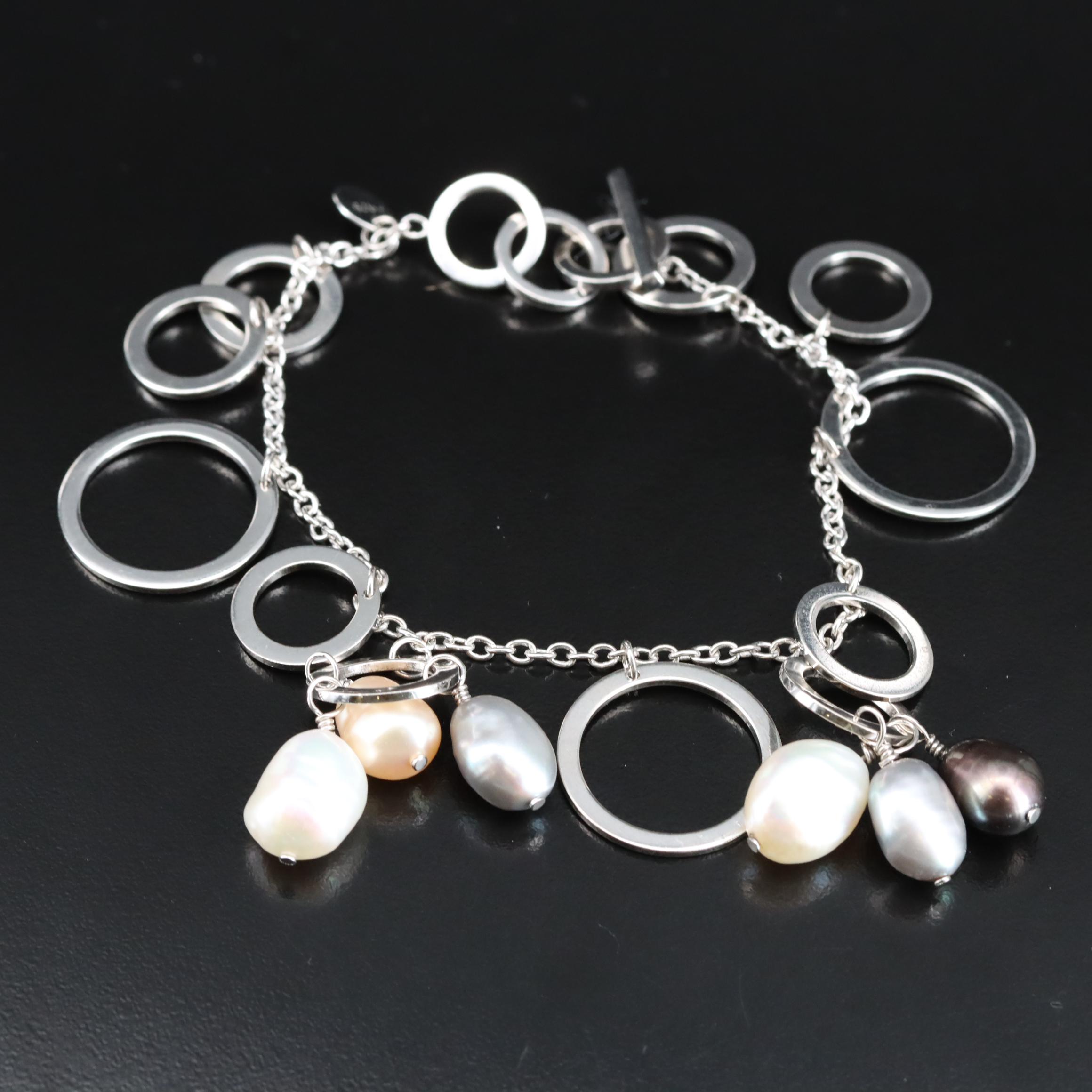 Iridesse Sterling Pearl Circle Bracelet
