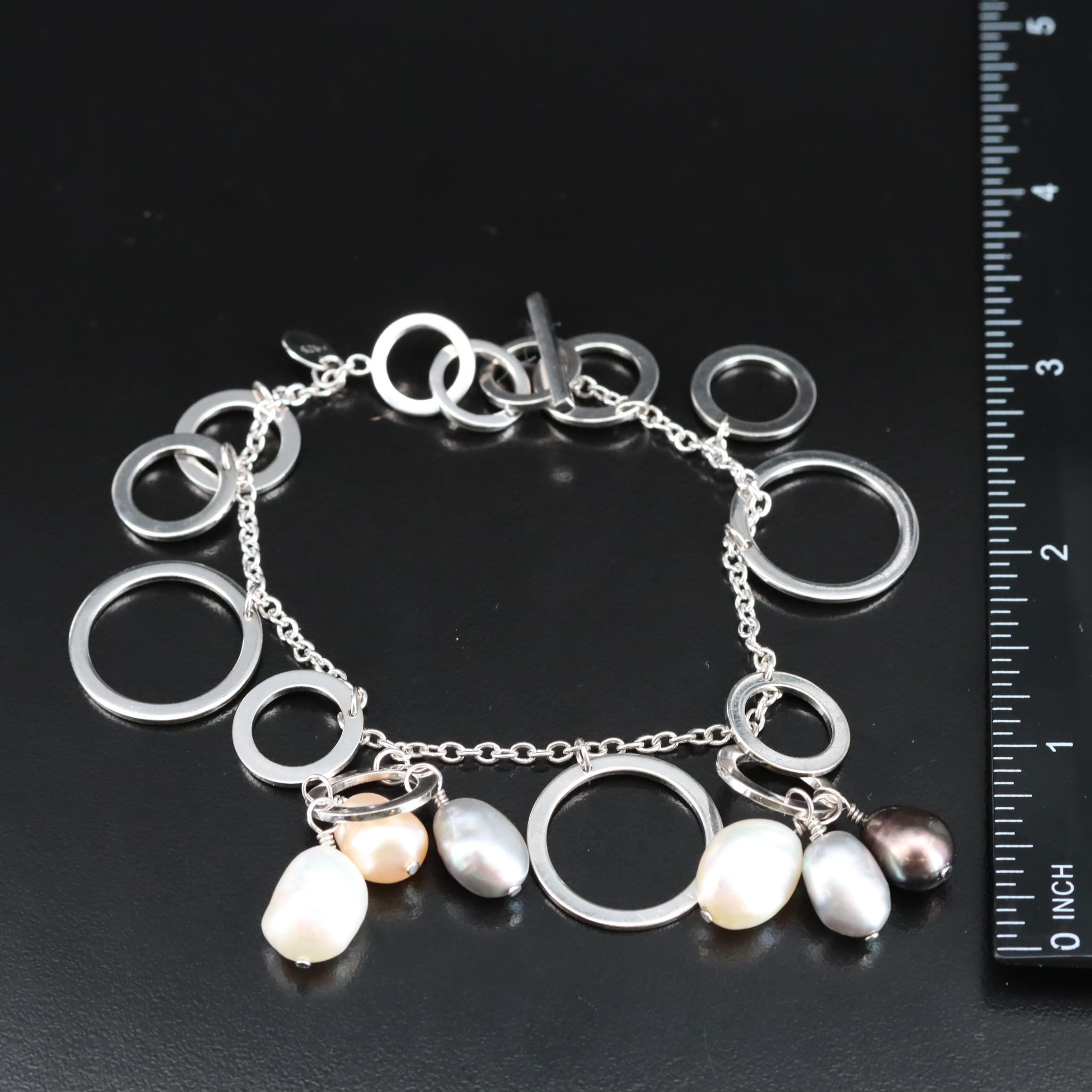 Iridesse Sterling Pearl Circle Bracelet