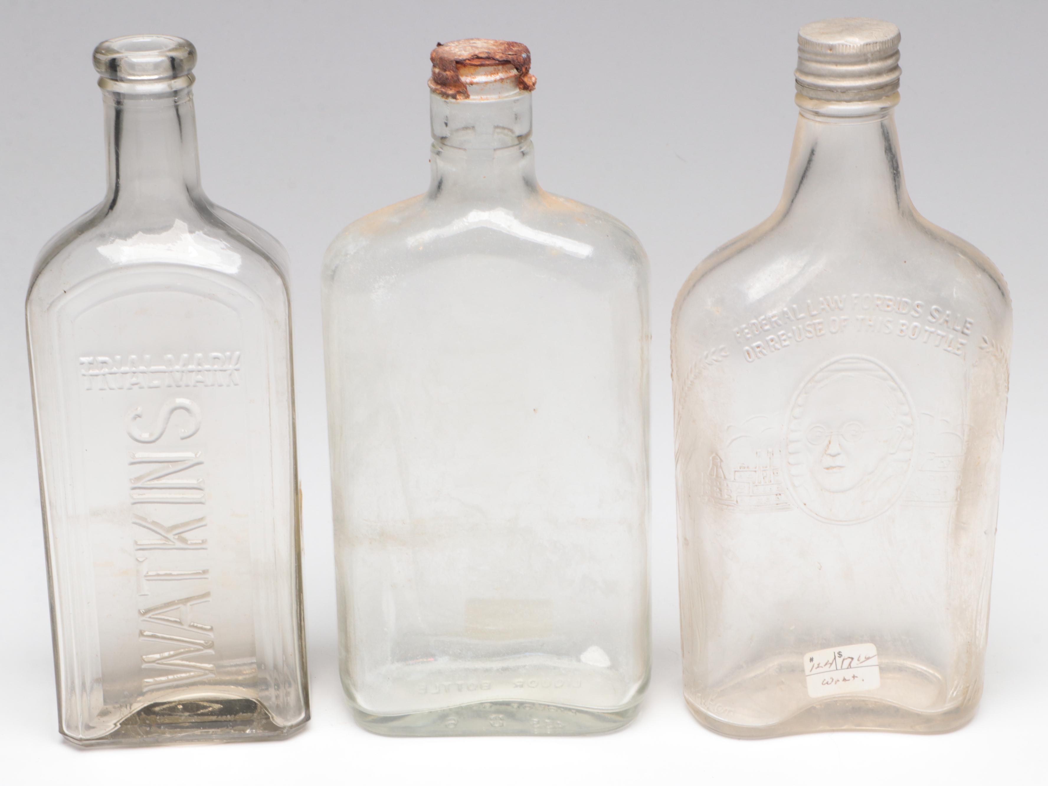Watkins, Mammoth Cave Whiskey and Other Glass Bottles