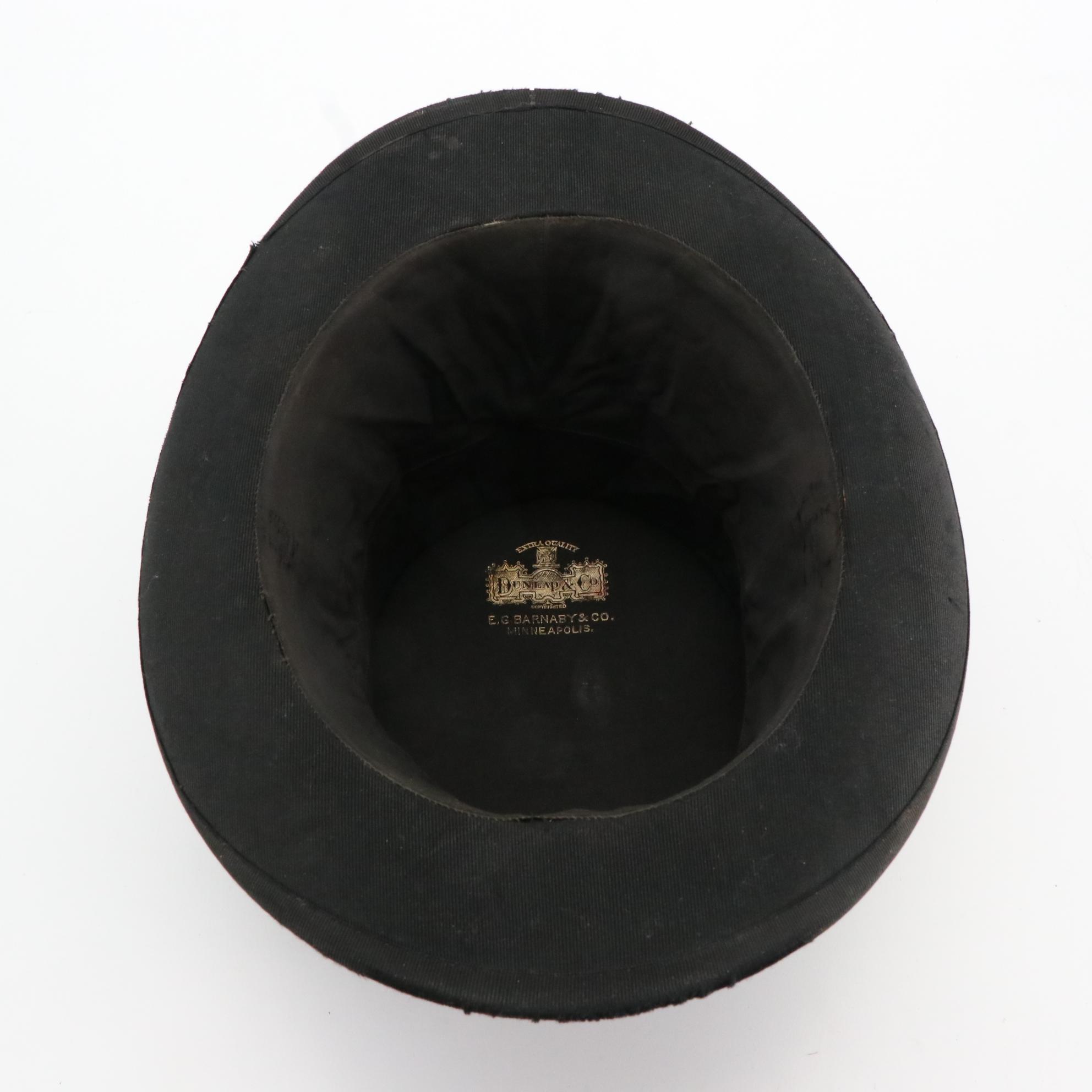 Antique Dunlap & Co. Grosgrain Collapsible Top Hat with Thomas Begg Hat Box