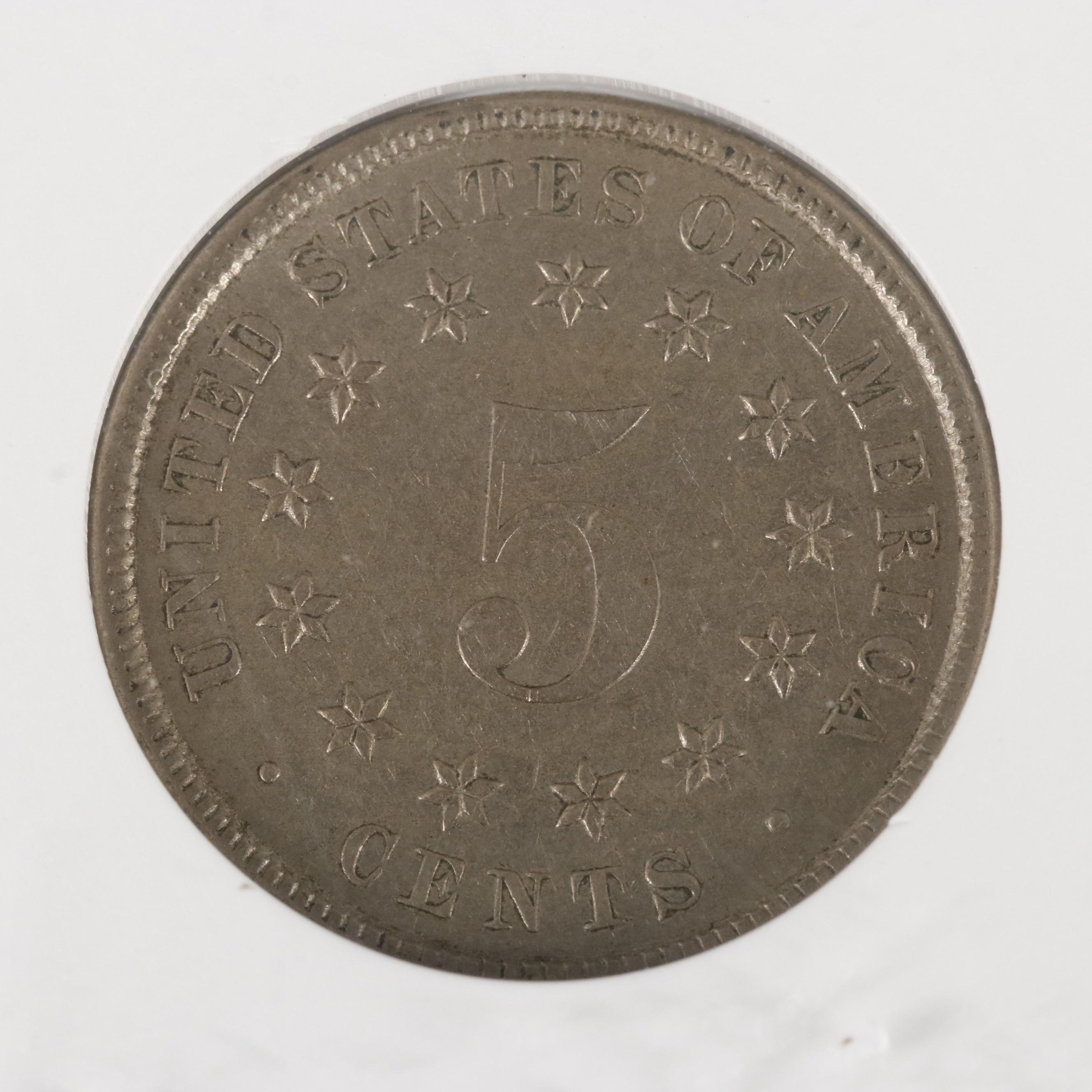 ANACS Graded AU55 1883 3 over 2 Shield Nickel