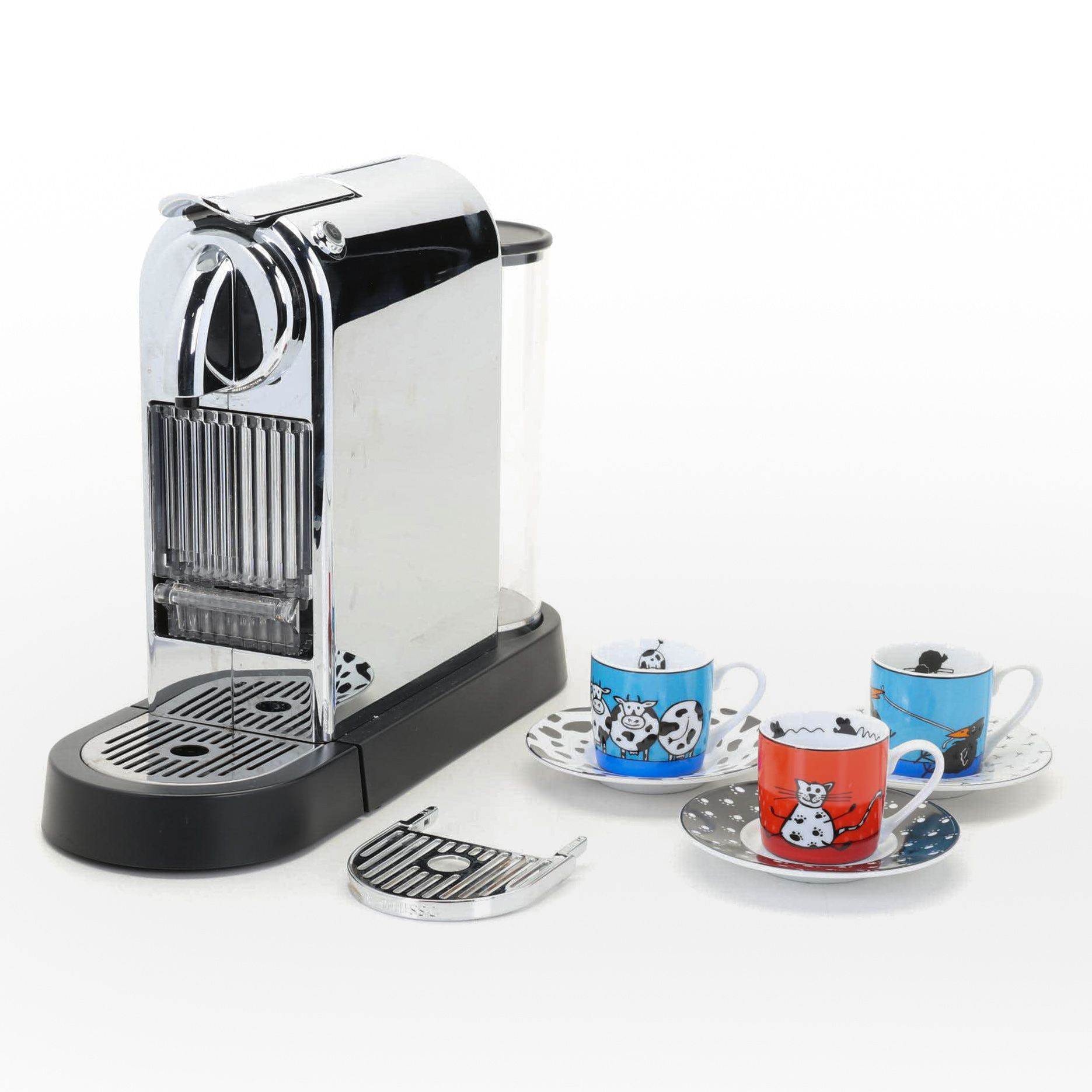 Nespresso CitiZ Espresso Machine with Konitz Porcelain Espresso Cups and Saucers