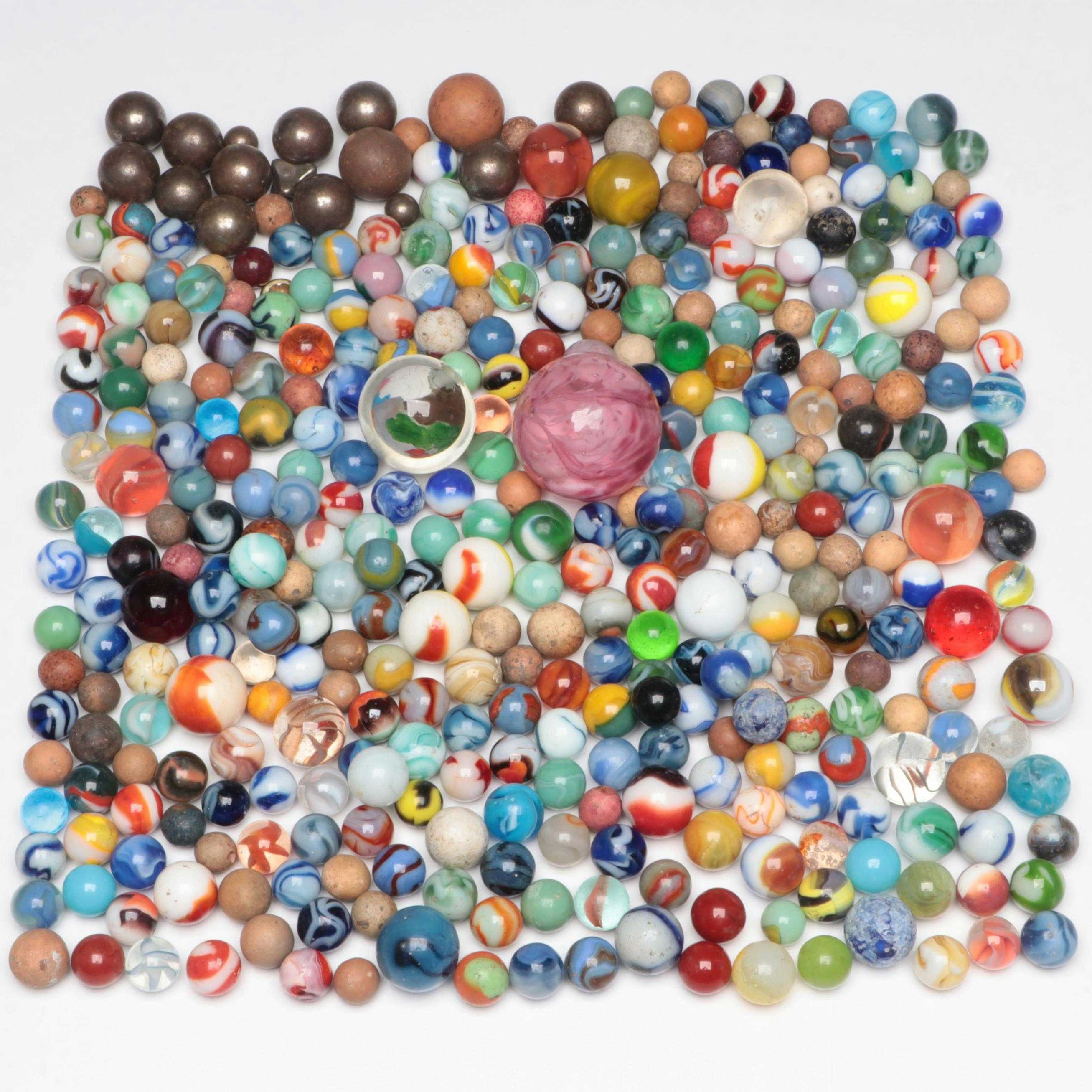 Swirlies, Clay Benningtons, Milkies, Ironies, Uranium Glass, Shooters, Marbles