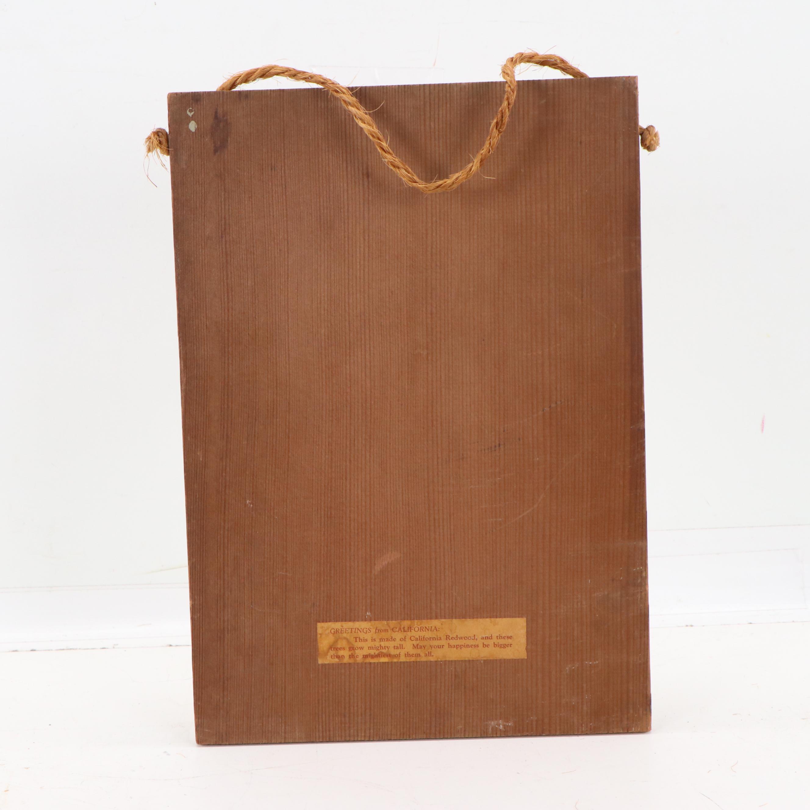 Mexican Sand-Blasted and Painted Wooden Wall Hanging