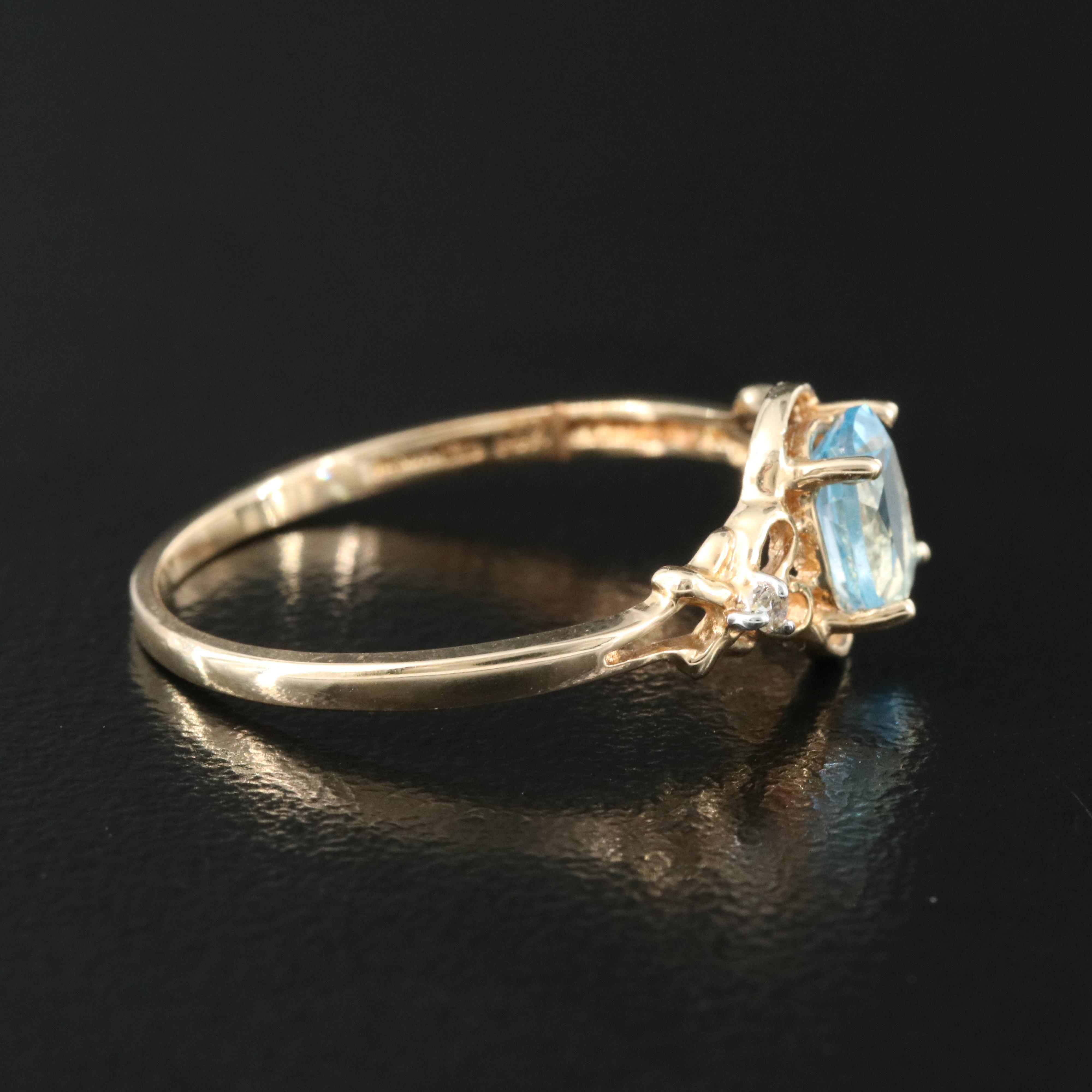 14K Swiss Blue Topaz and Diamond Ring