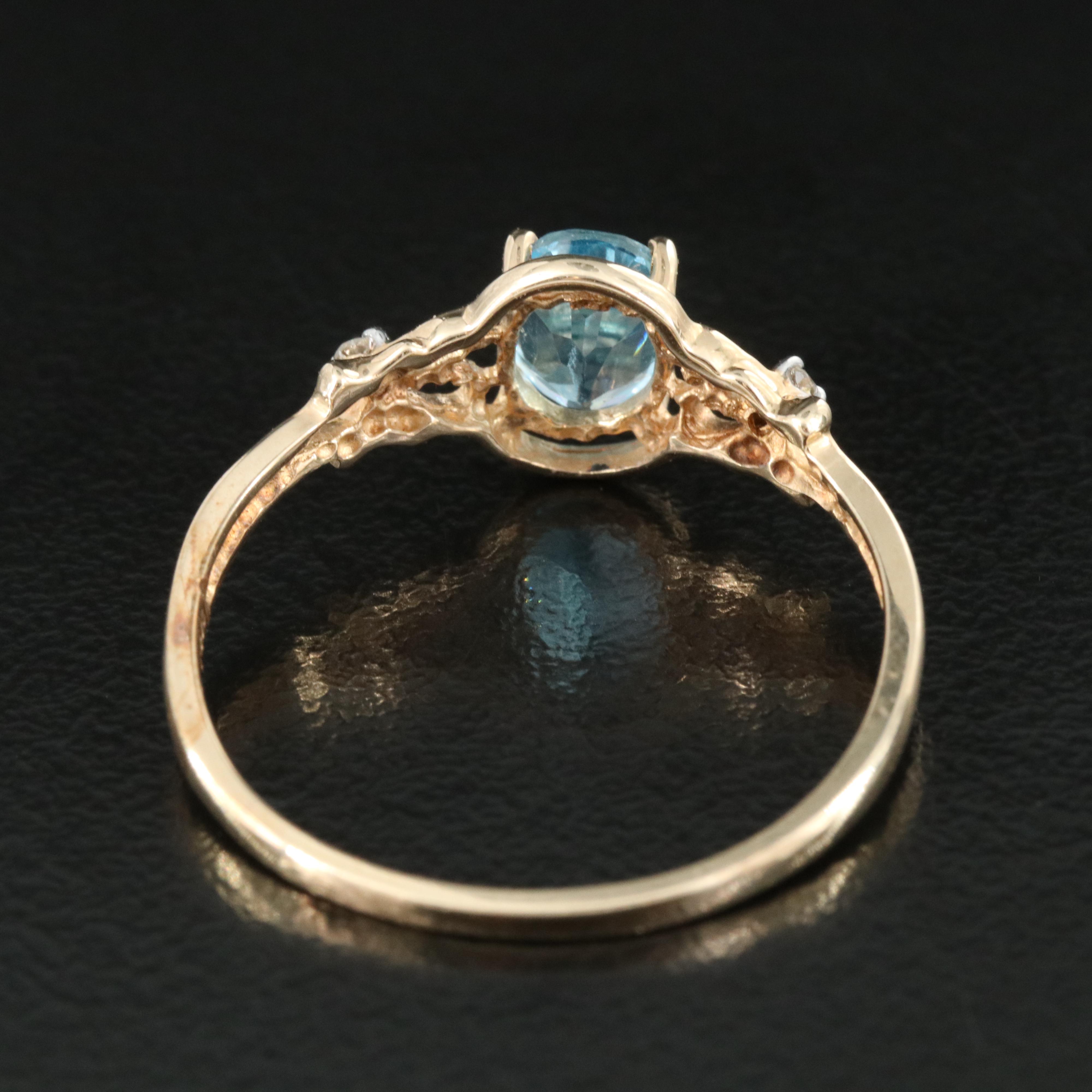 14K Swiss Blue Topaz and Diamond Ring