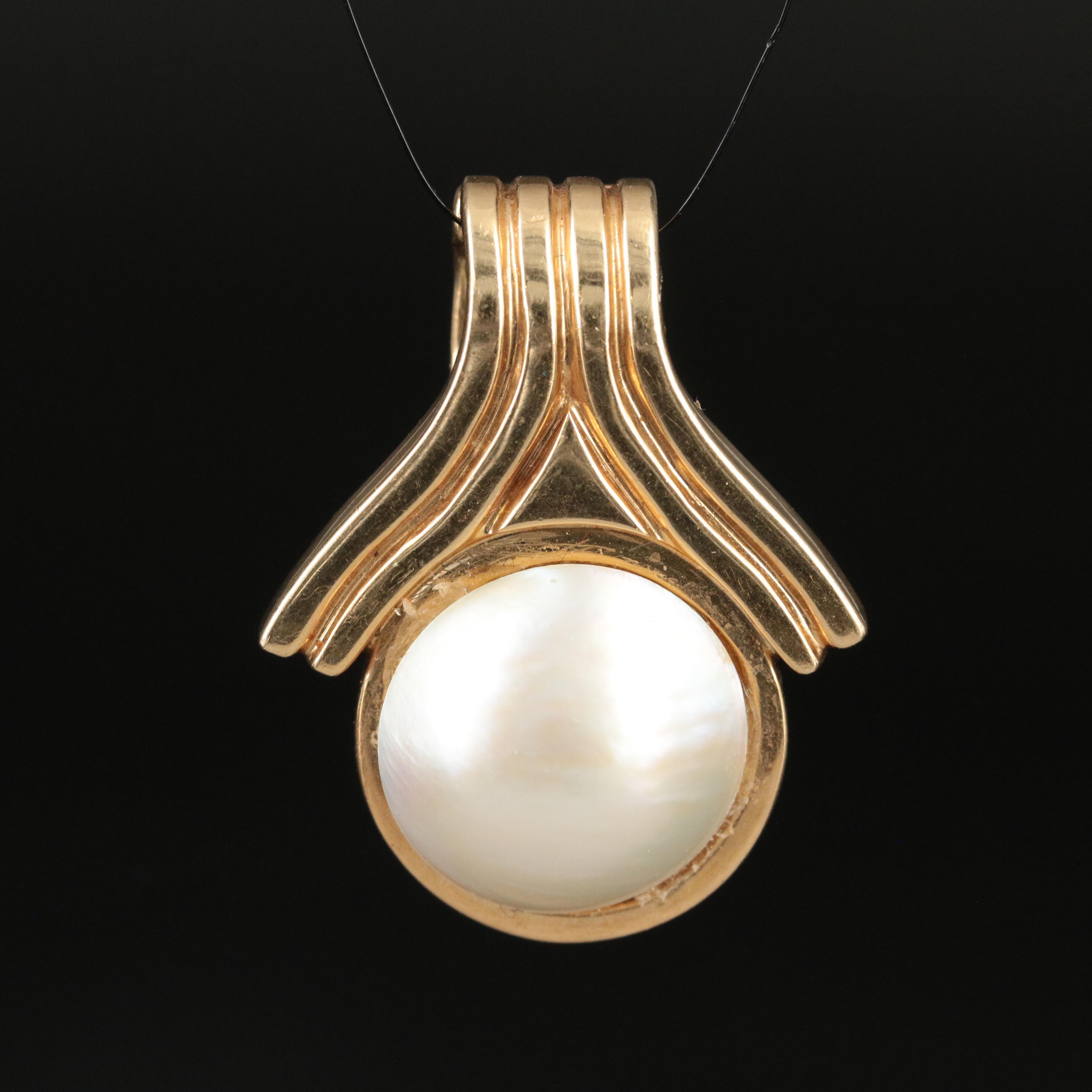 14K Mabé Pearl Enhancer Pendant
