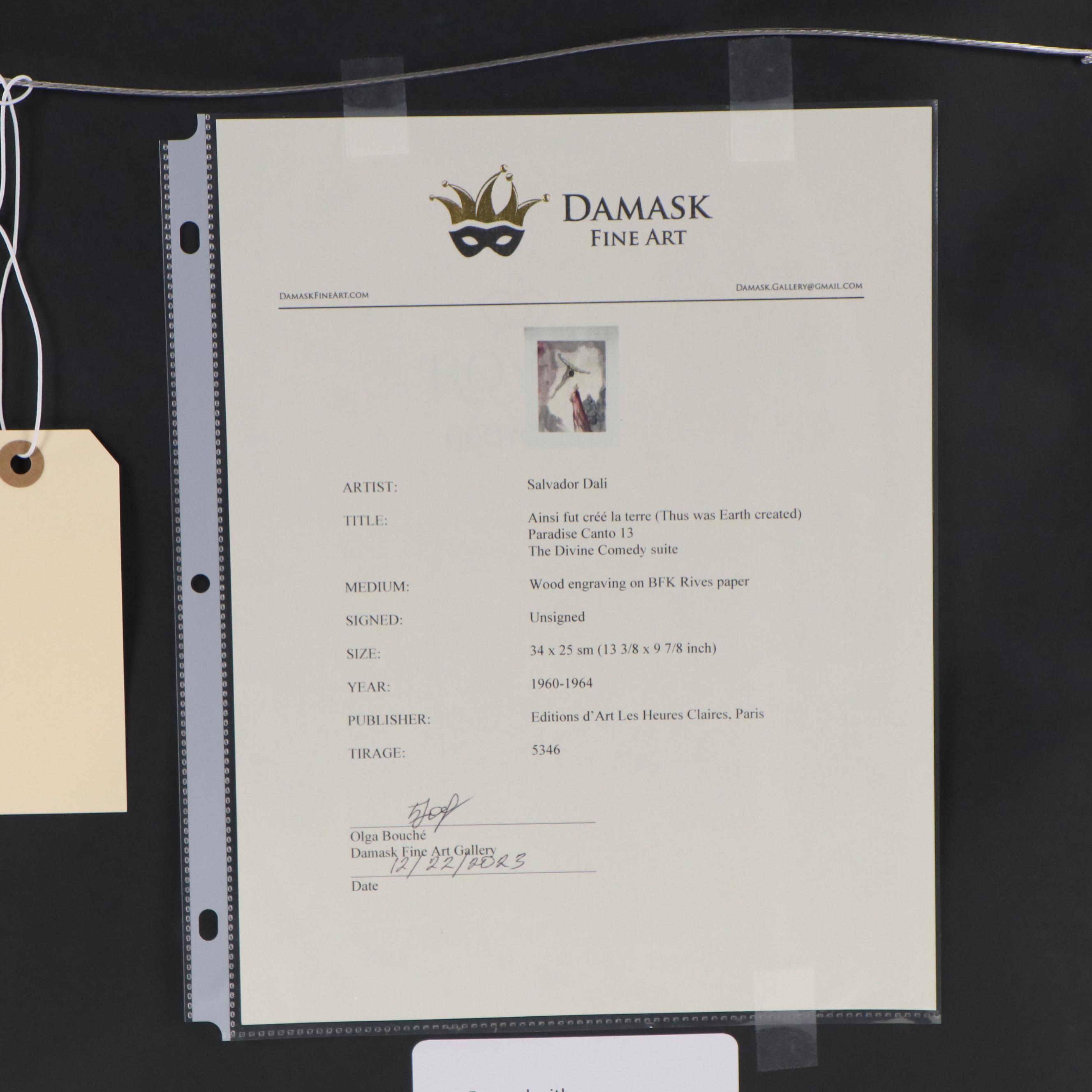 Salvador Dalí Wood Engraving "L’apparition du Christ," 1960 - 1964