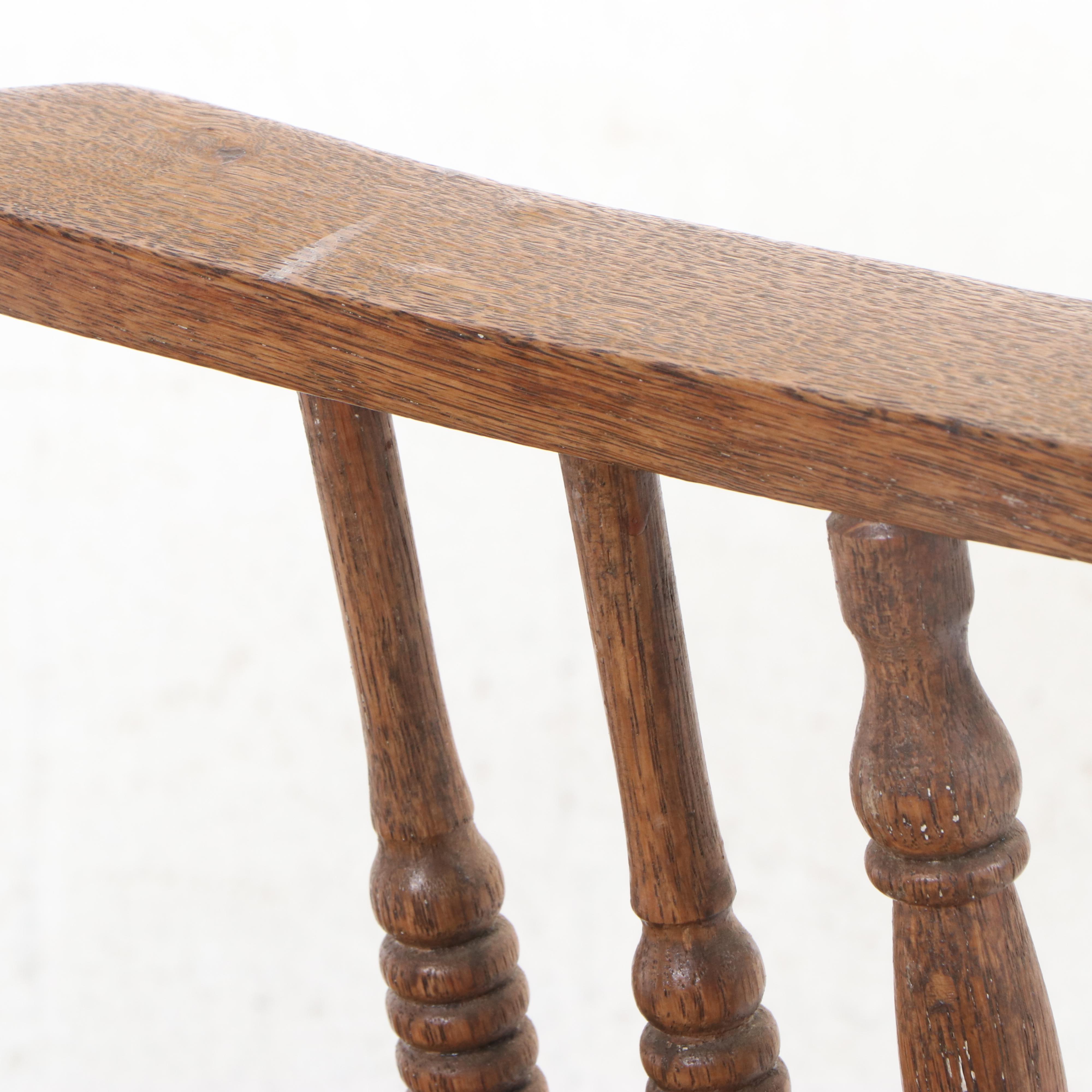 Late Victorian Press-Decorated and Spindle-Back Oak Rocker, circa 1900