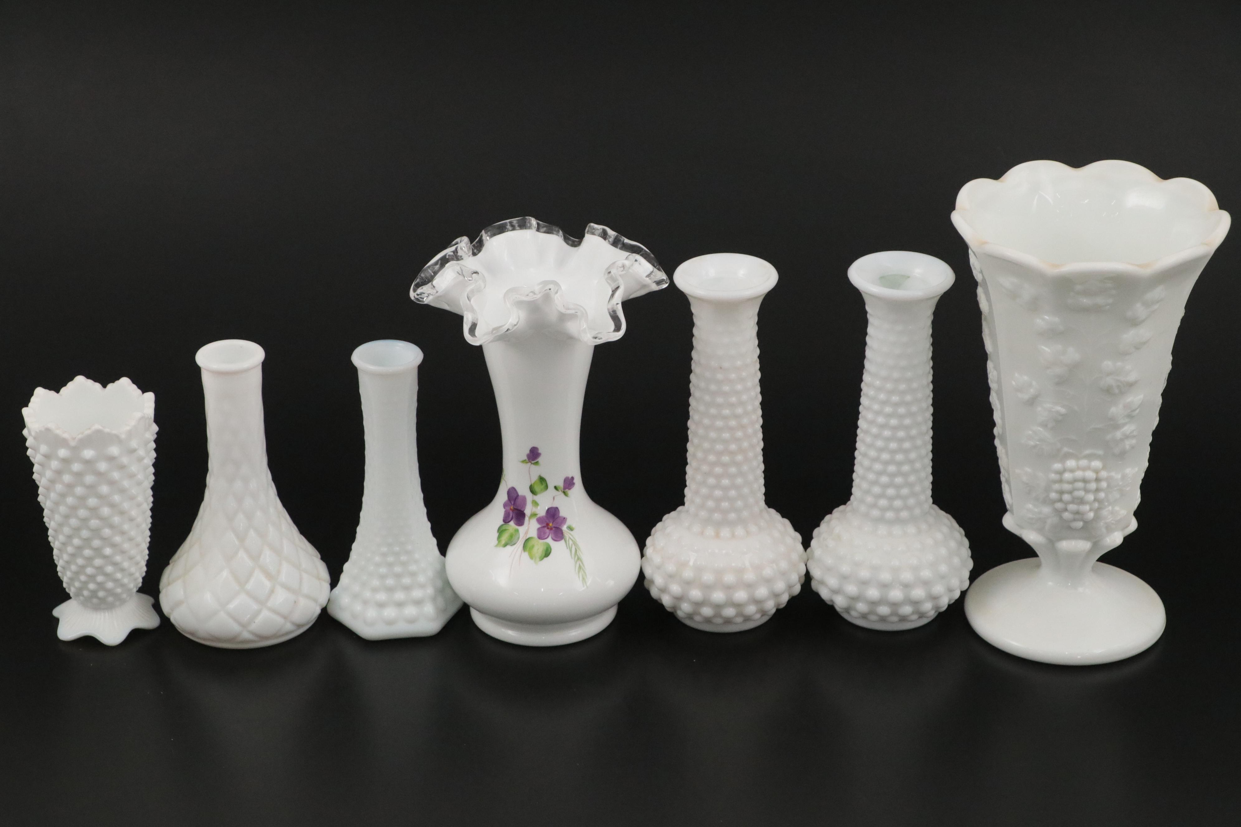 Fenton "Hobnail Milk Glass" and Other Milk Glass Table Accessories