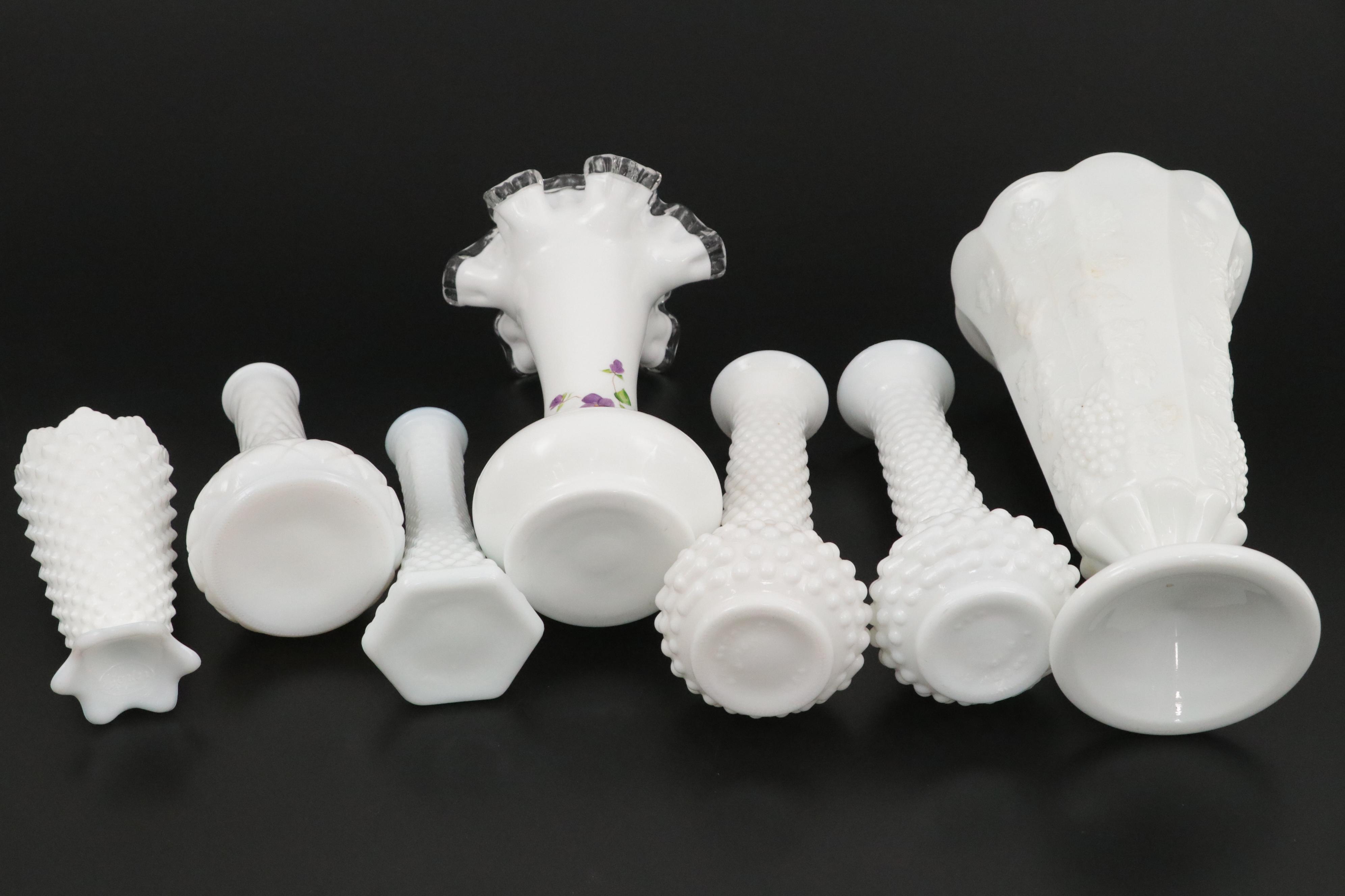Fenton "Hobnail Milk Glass" and Other Milk Glass Table Accessories