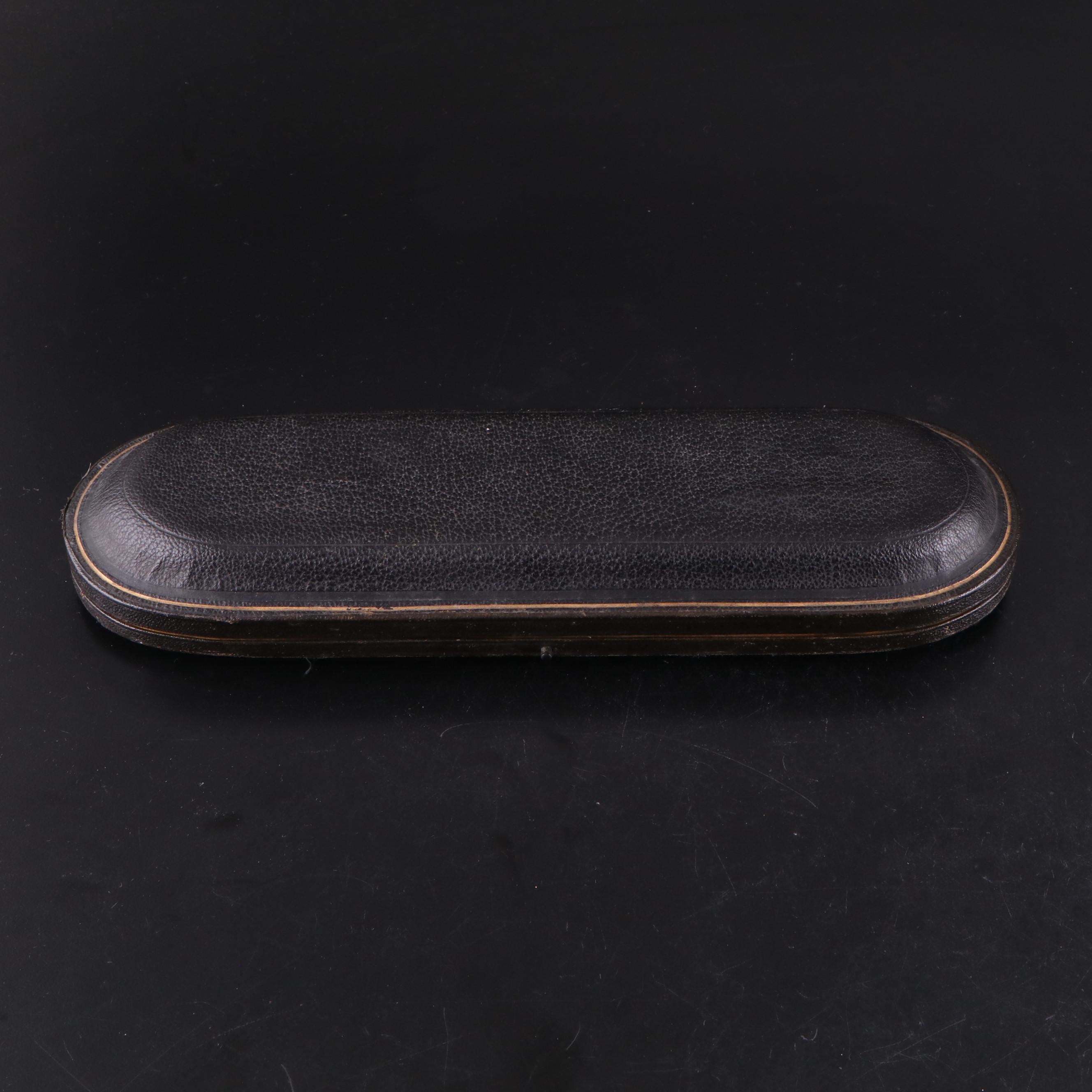 English Engraved Sterling Silver Spoon with Green Velvet Lined Presentation Case