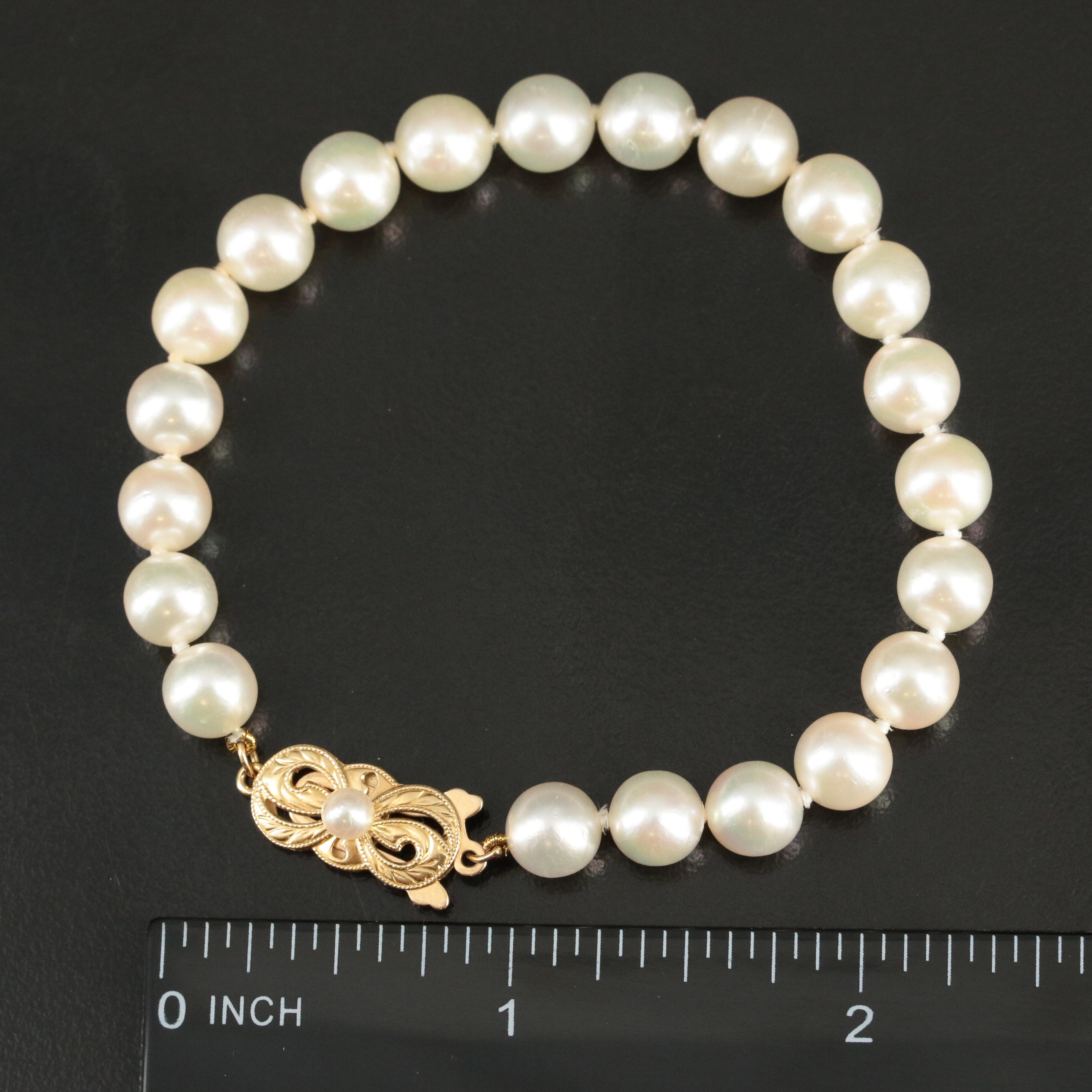 Mikimoto Pearl Bracelet with 18K Clasp