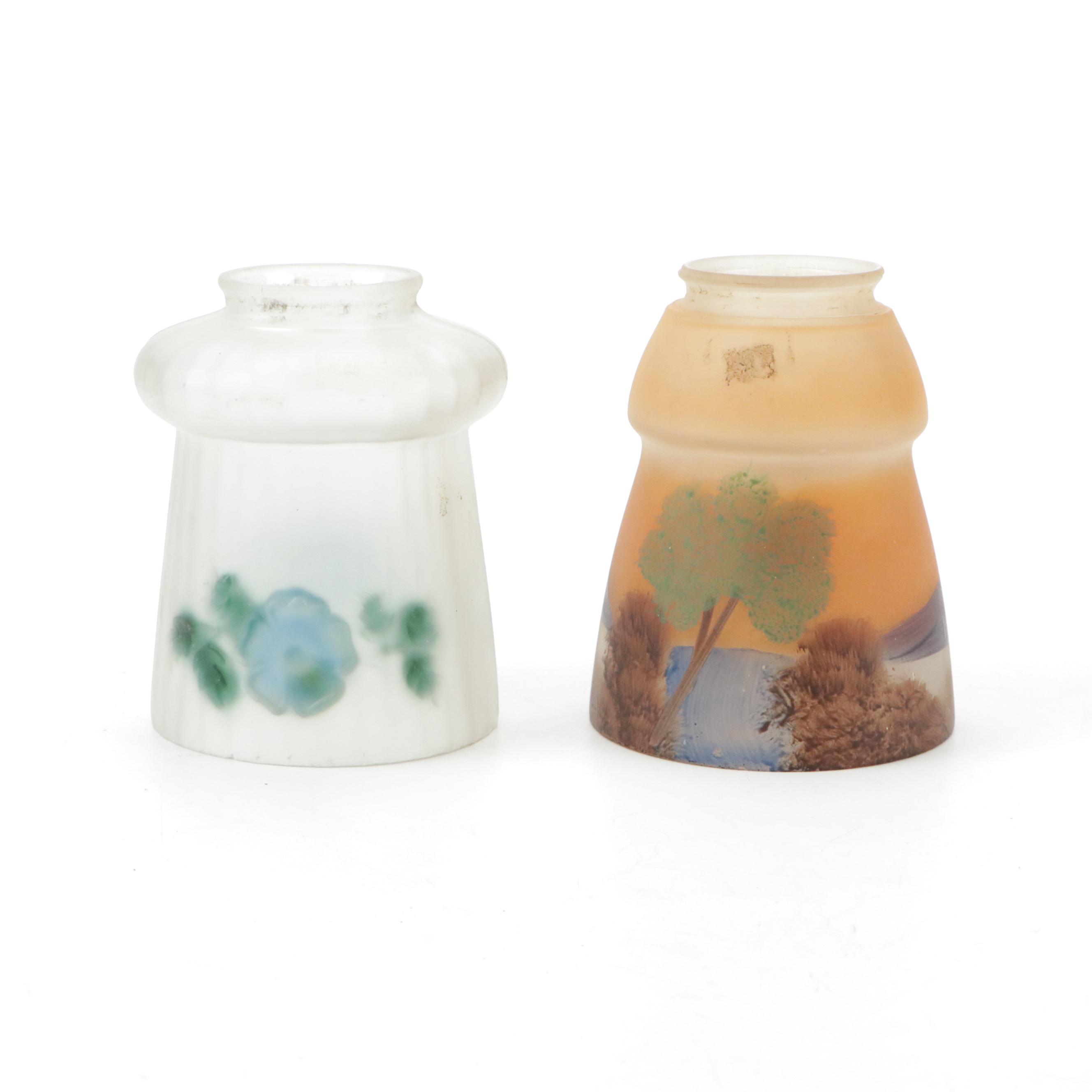 Cast Iron Electrical Rooster Wall Sconce, Frosted Glass Lamp Shades and Oil Lamp