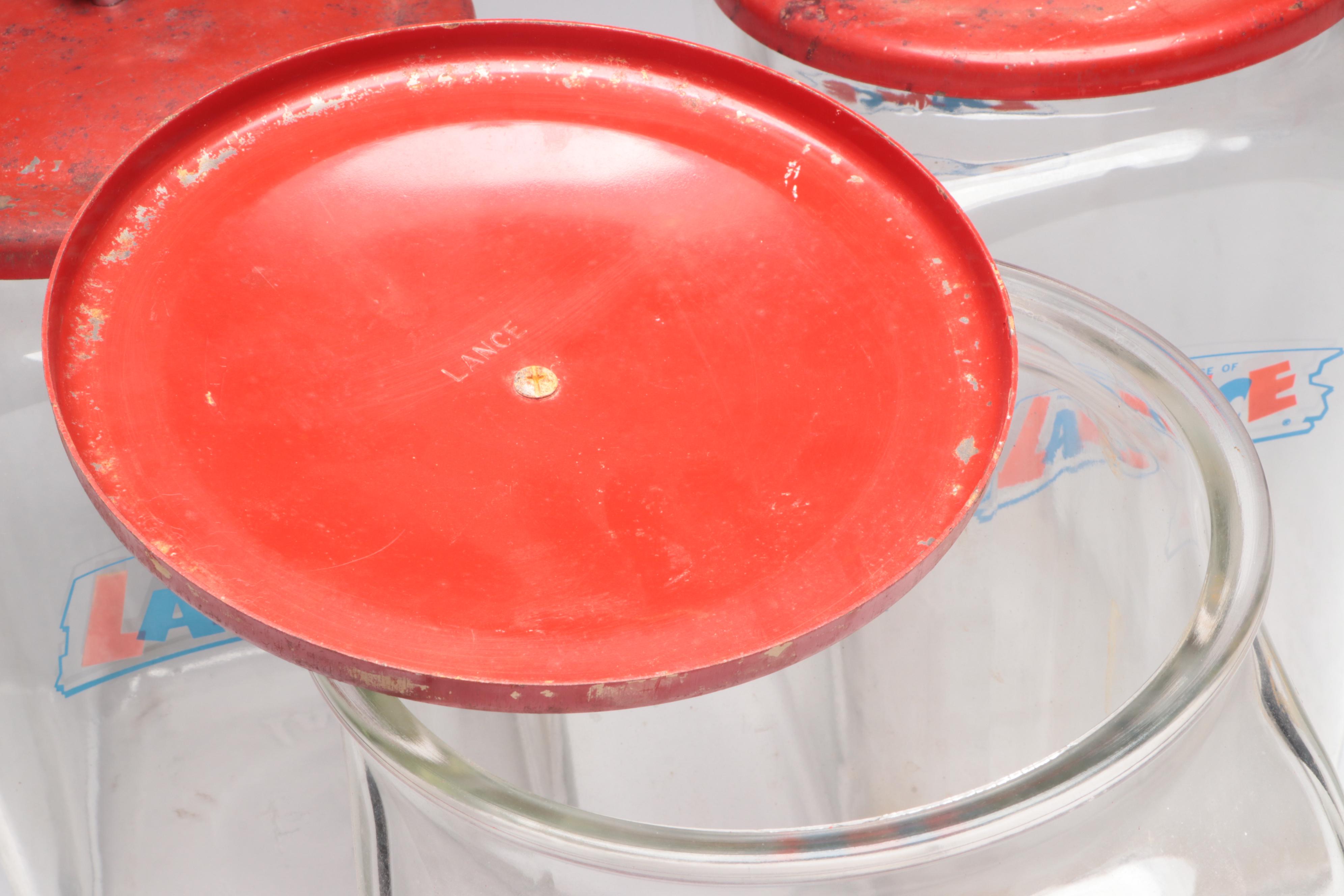 Lance Crackers Glass Countertop Display Jars with Metal Lids