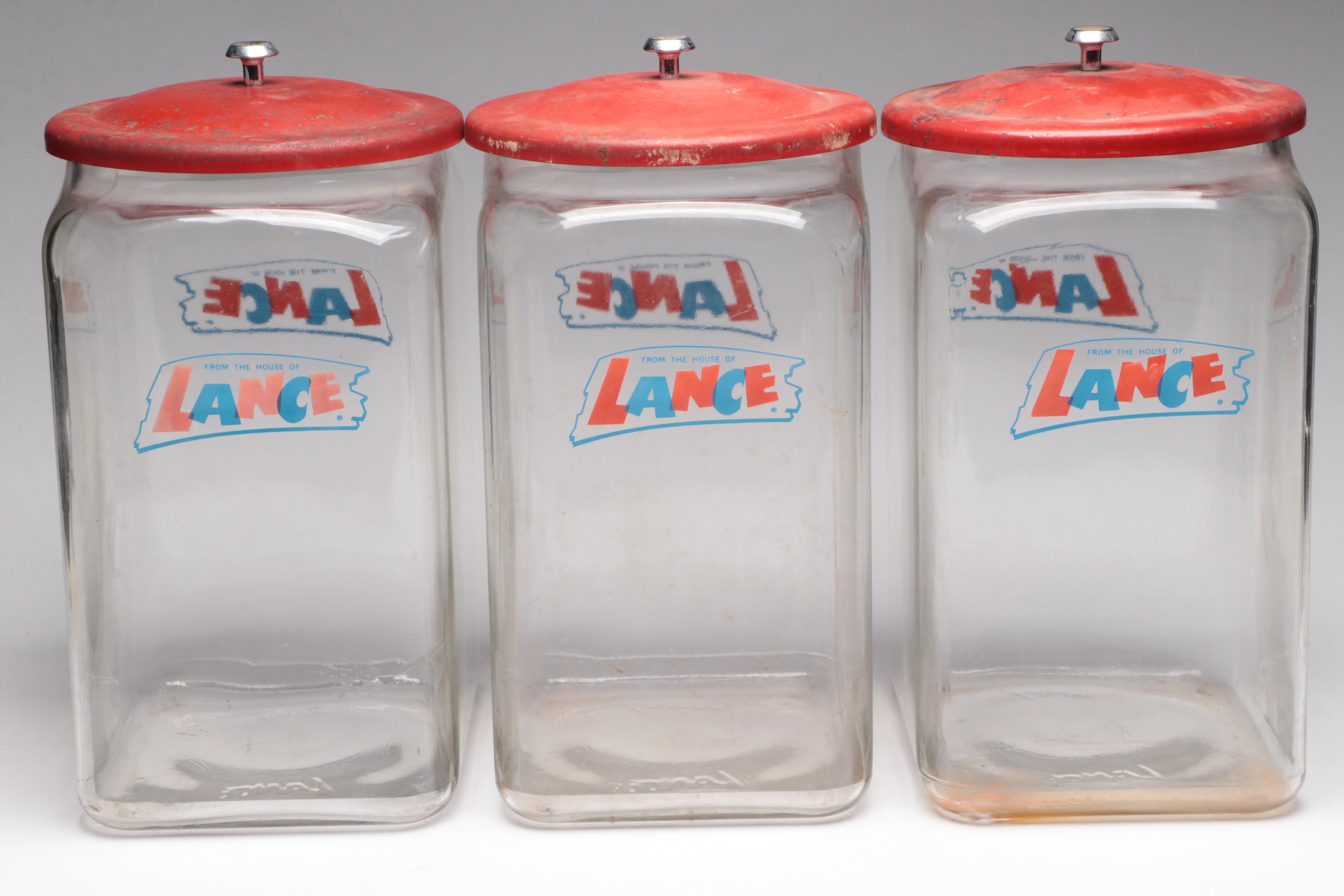 Lance Crackers Glass Countertop Display Jars with Metal Lids