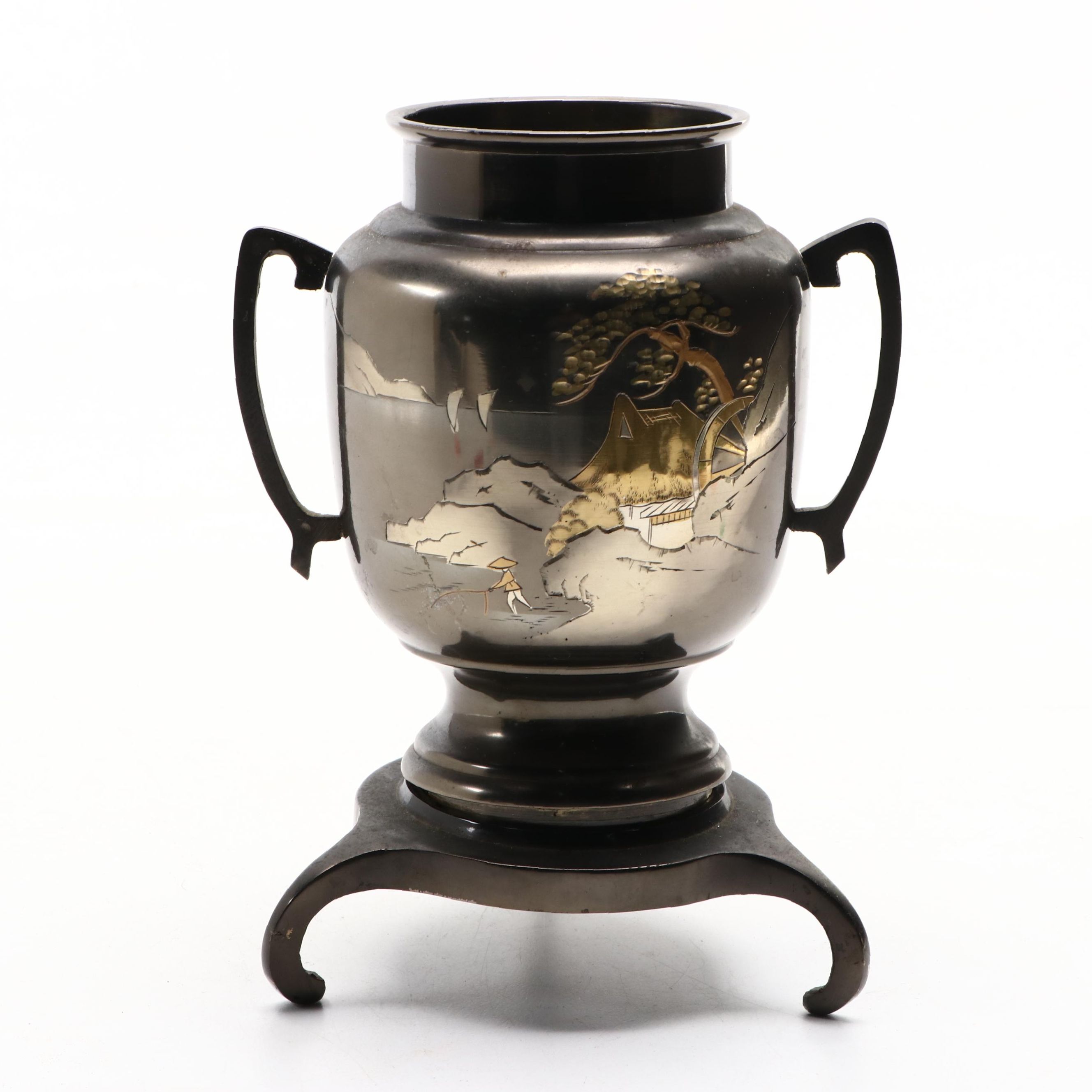 Japanese Ikebana Usubata Vase with Stand EBTH