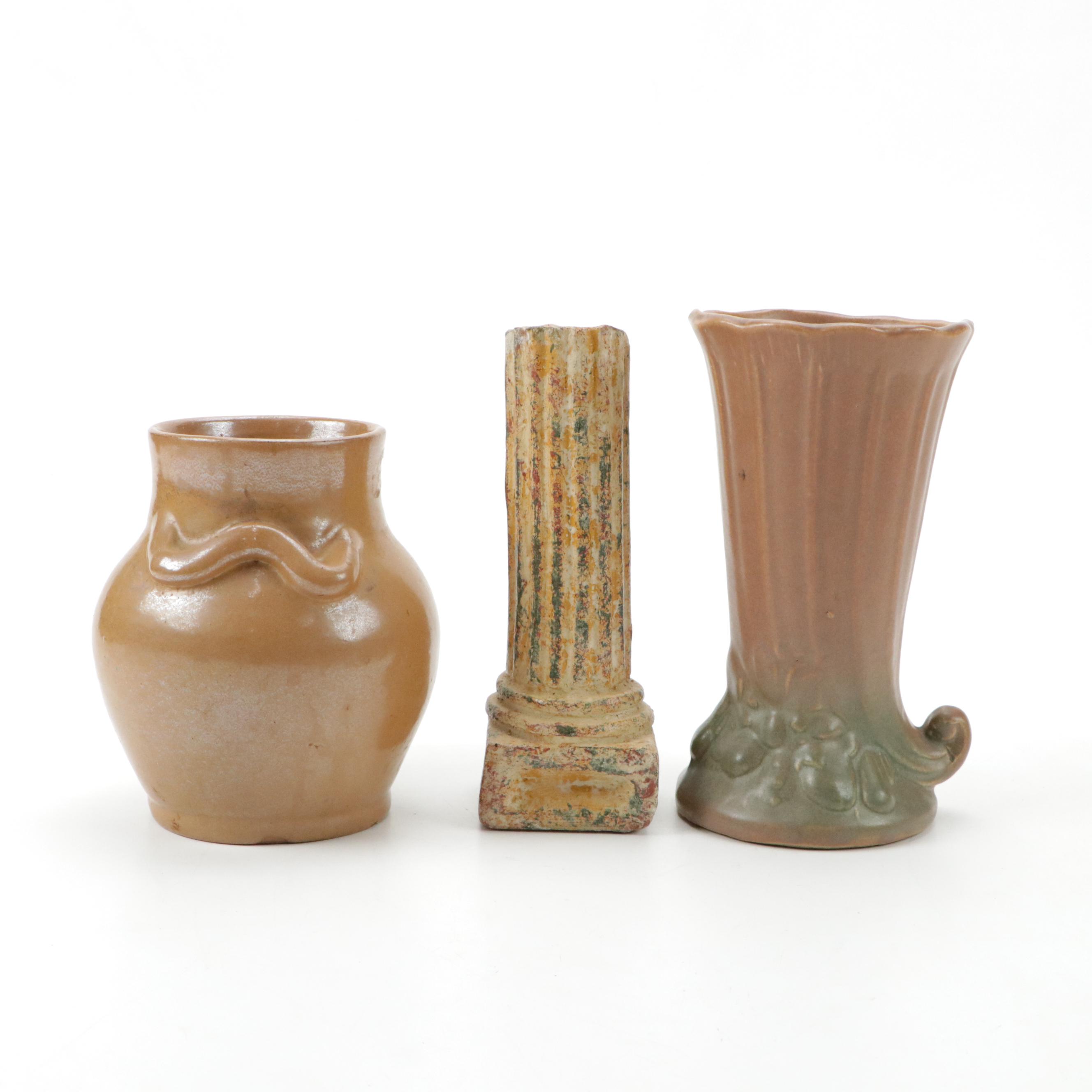 McCoy Art Pottery Cornucopia Vase with Other Ceramic and Metal Décor