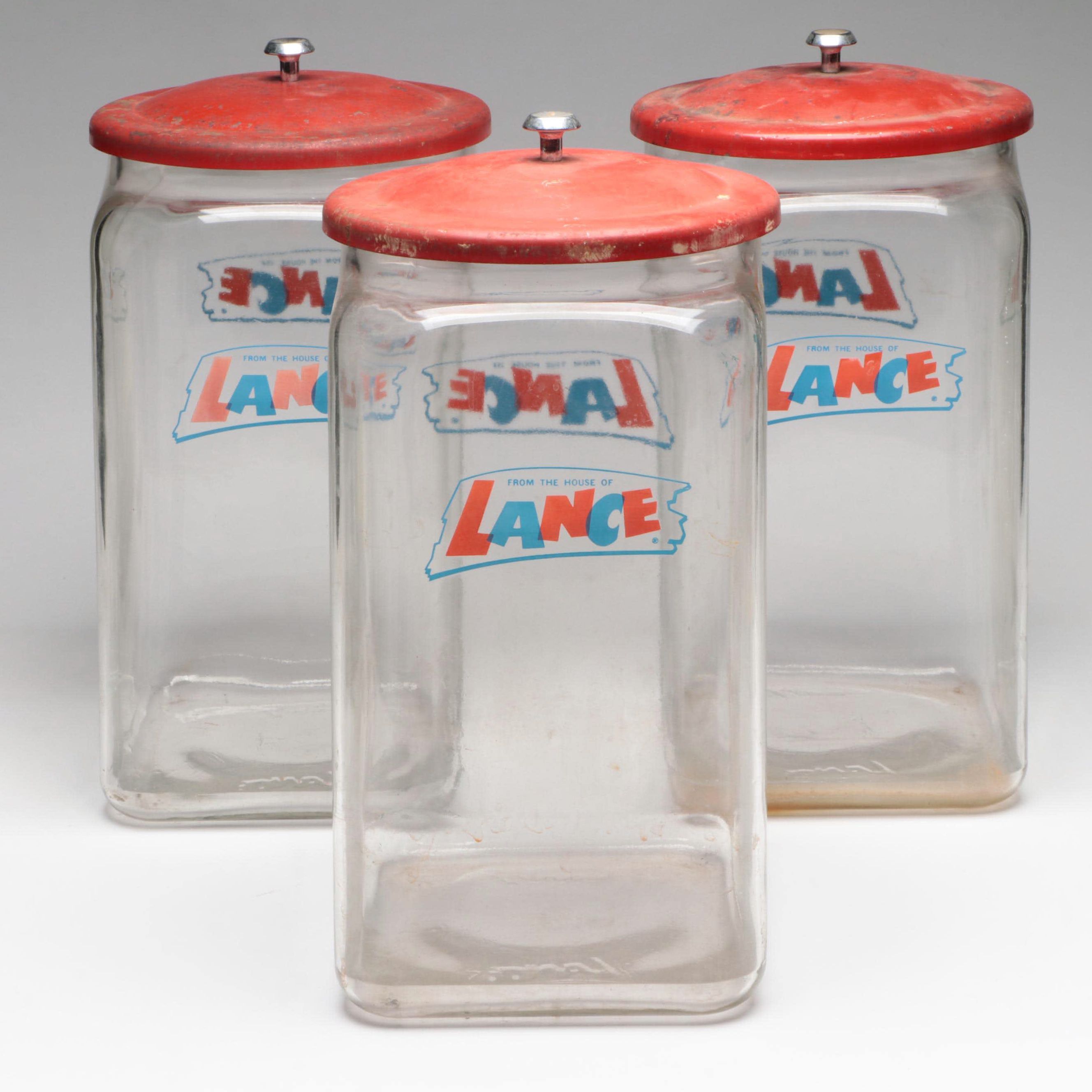 Lance Crackers Glass Countertop Display Jars with Metal Lids