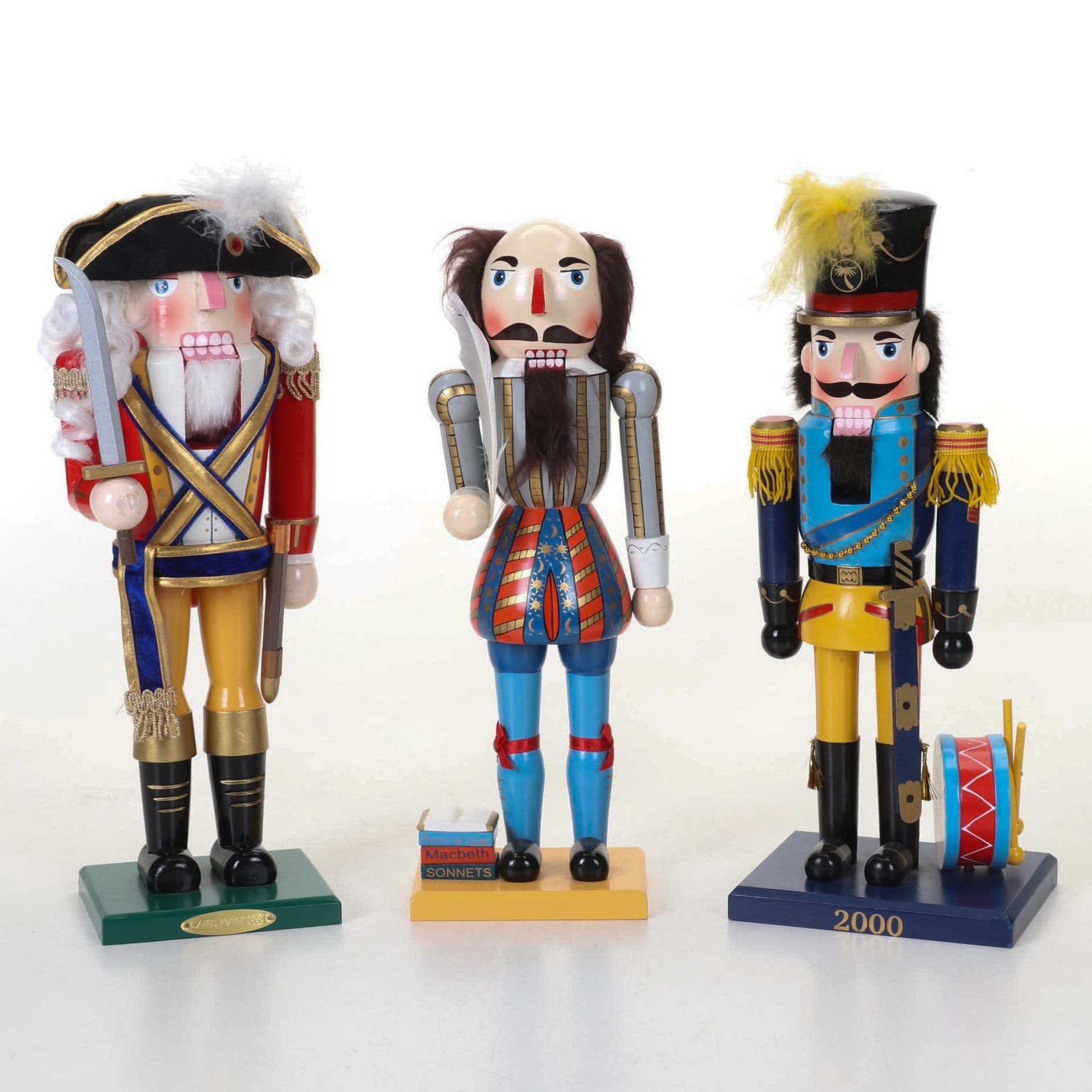 Three Bombay Co. Wooden Nutcrackers Featuring "Shakespeare"