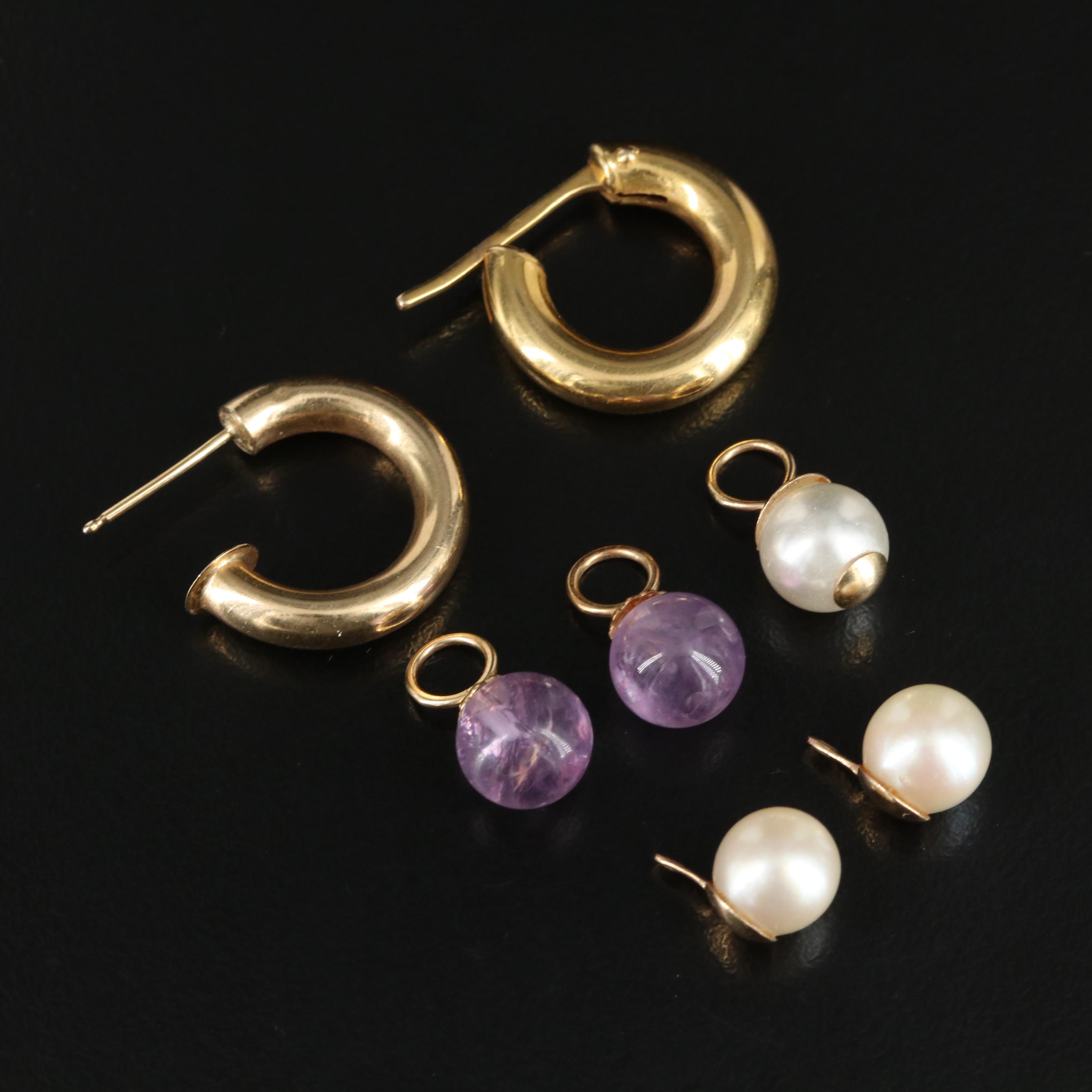 14K Amethyst and Pearl Earring Enhancers EBTH