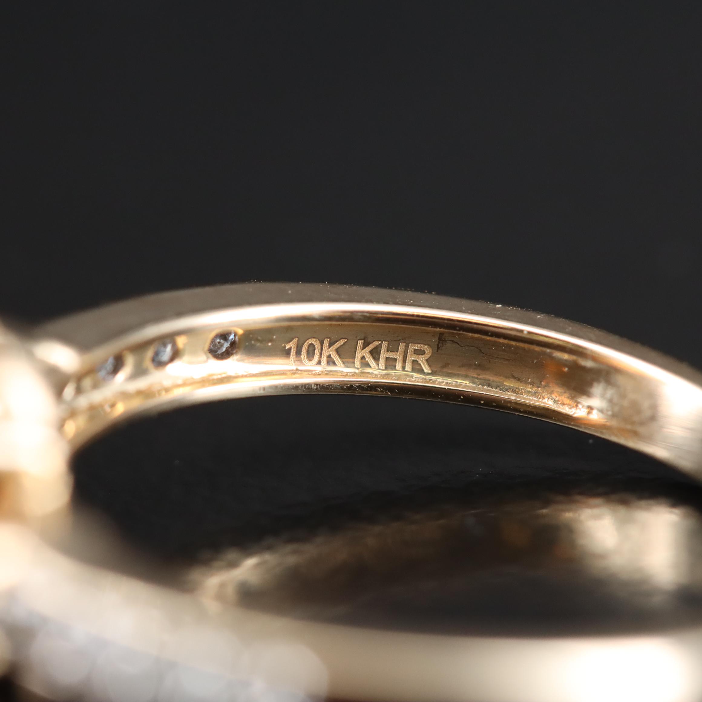 10K Opal, Tourmaline and Diamond Ring