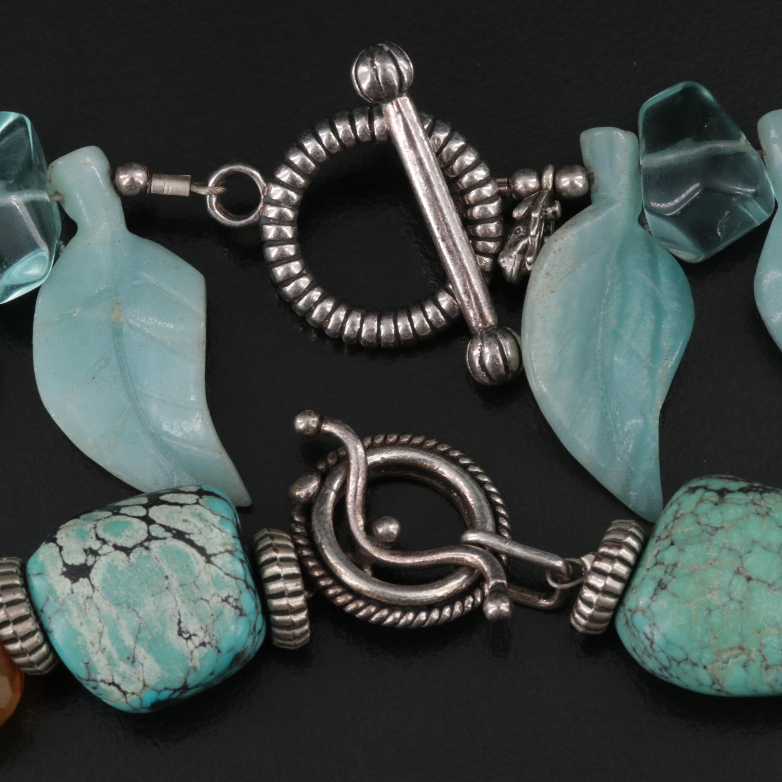 Sterling Necklaces Featuring Turquoise, Agate, and Glass