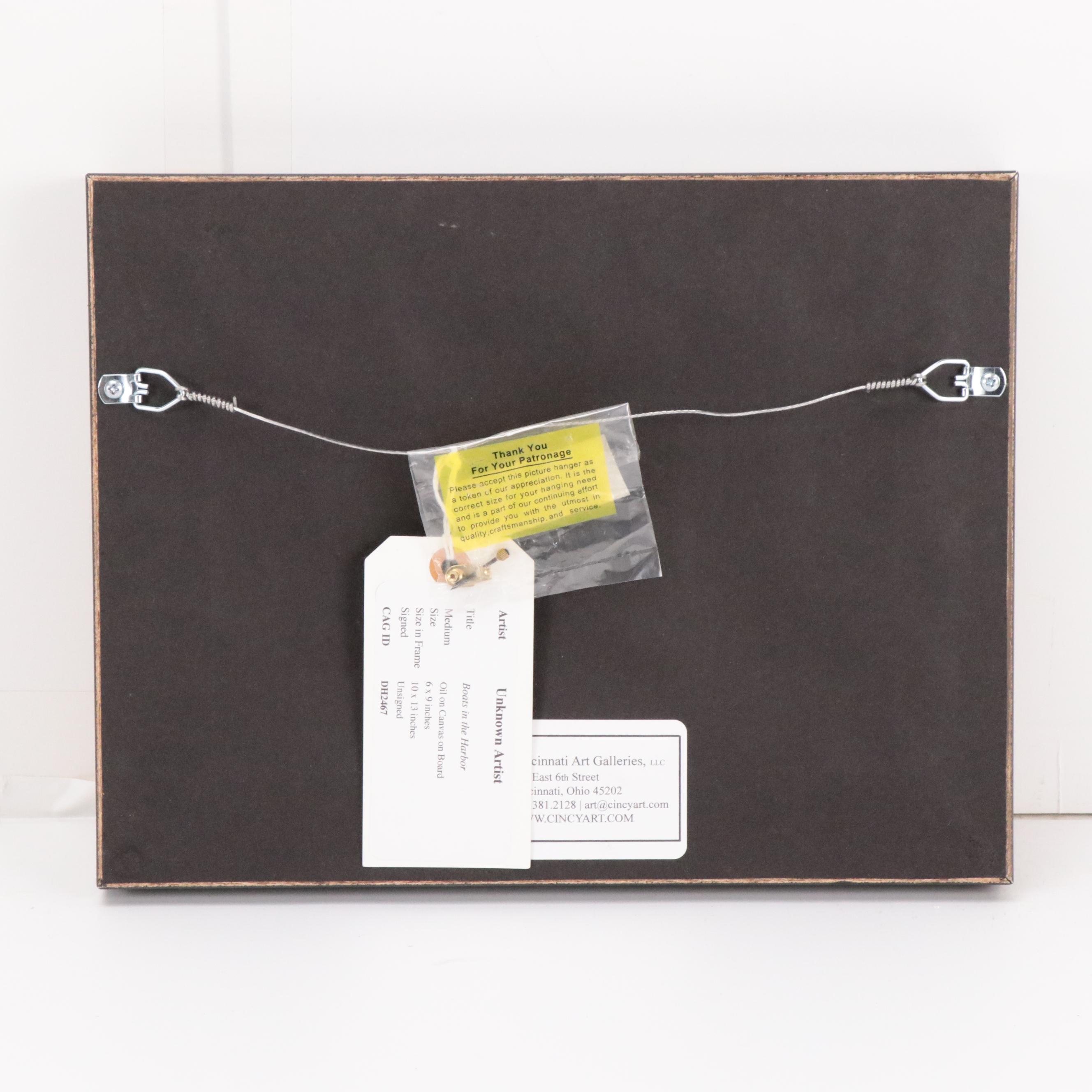 Landscape Oil Painting of Boats in Harbor Scene