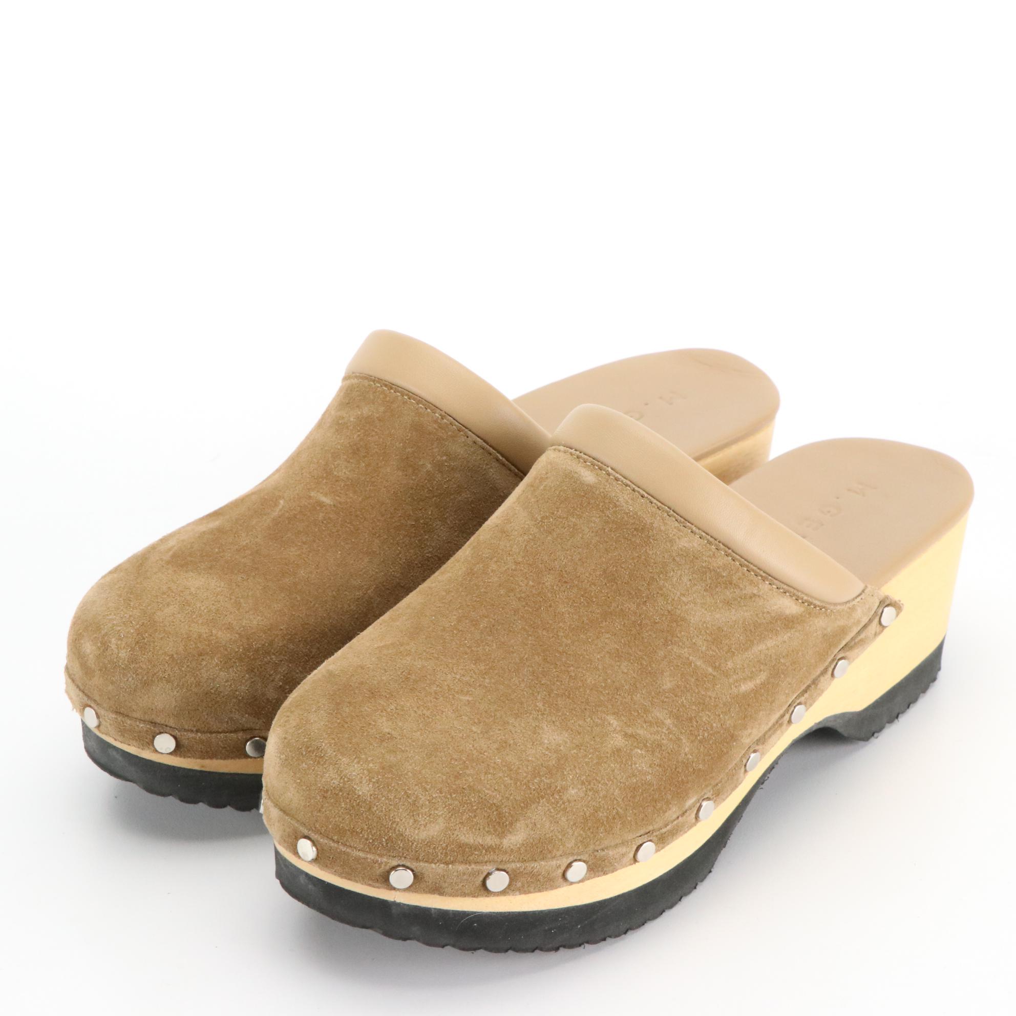 Stuart Weitzman Black Patent Leather and Textile Boots and M. Gemi Suede Clogs