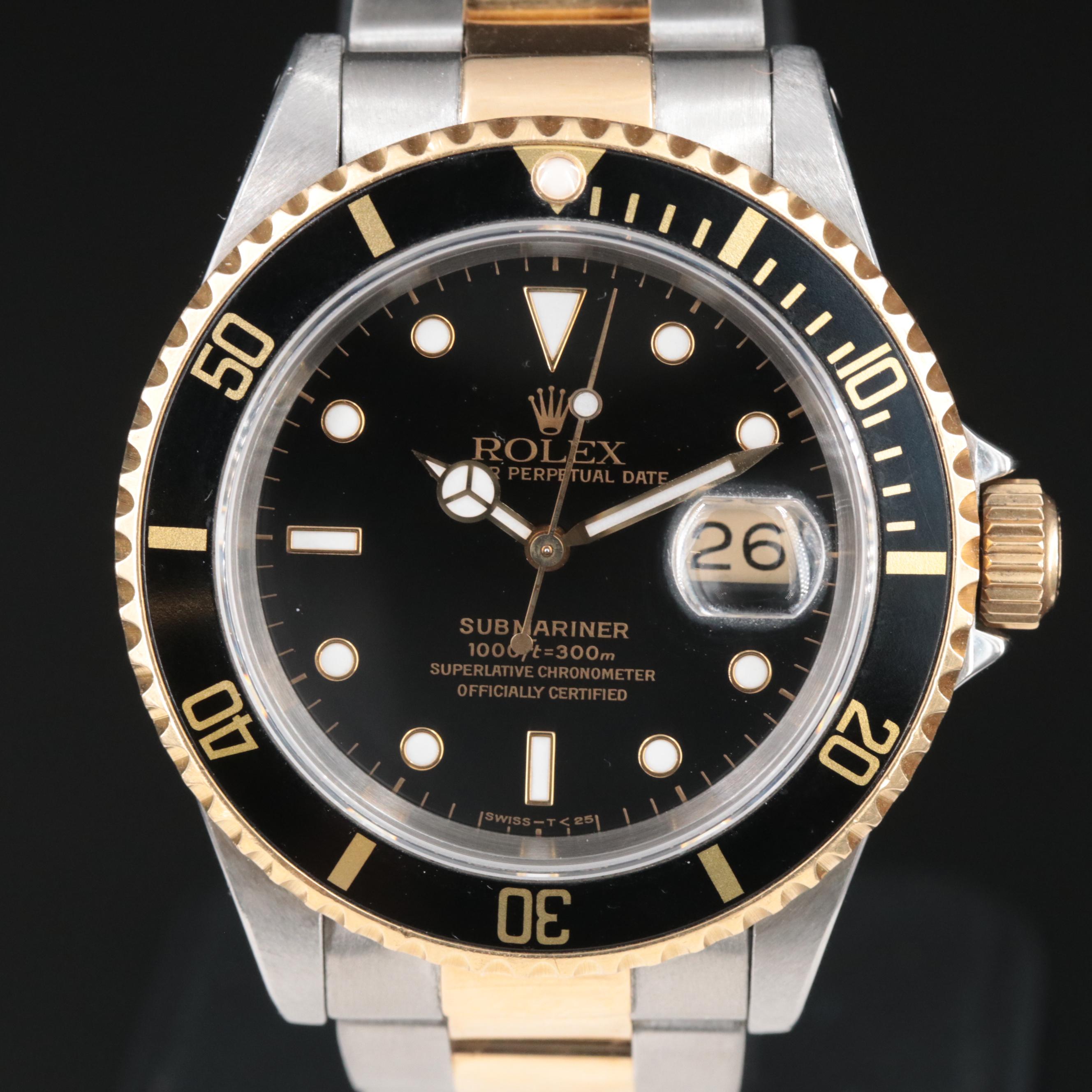 1991 Rolex Submariner Black Dial Yellow Rolesor Watch