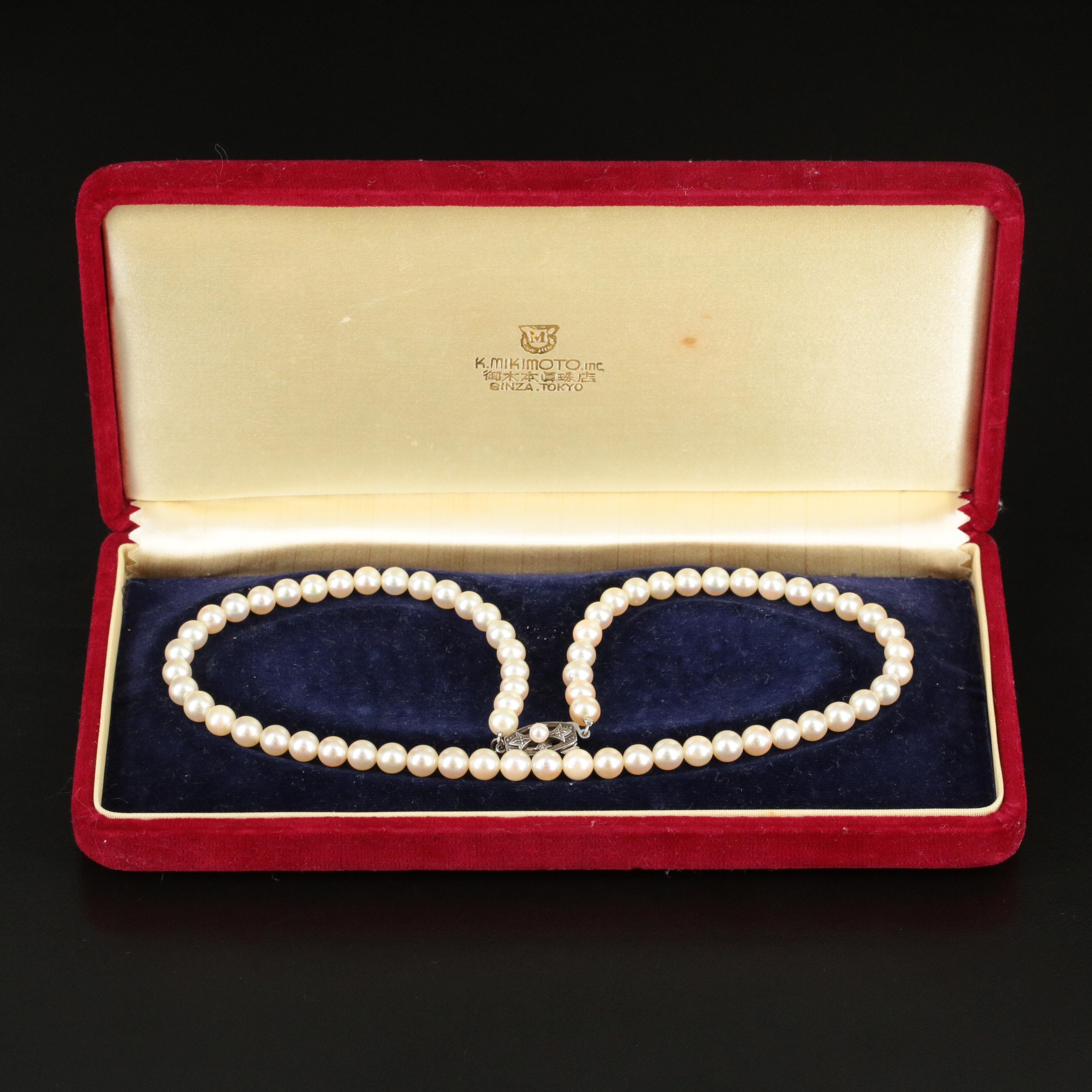 Mikimoto Pearl Necklace with Sterling Clasp