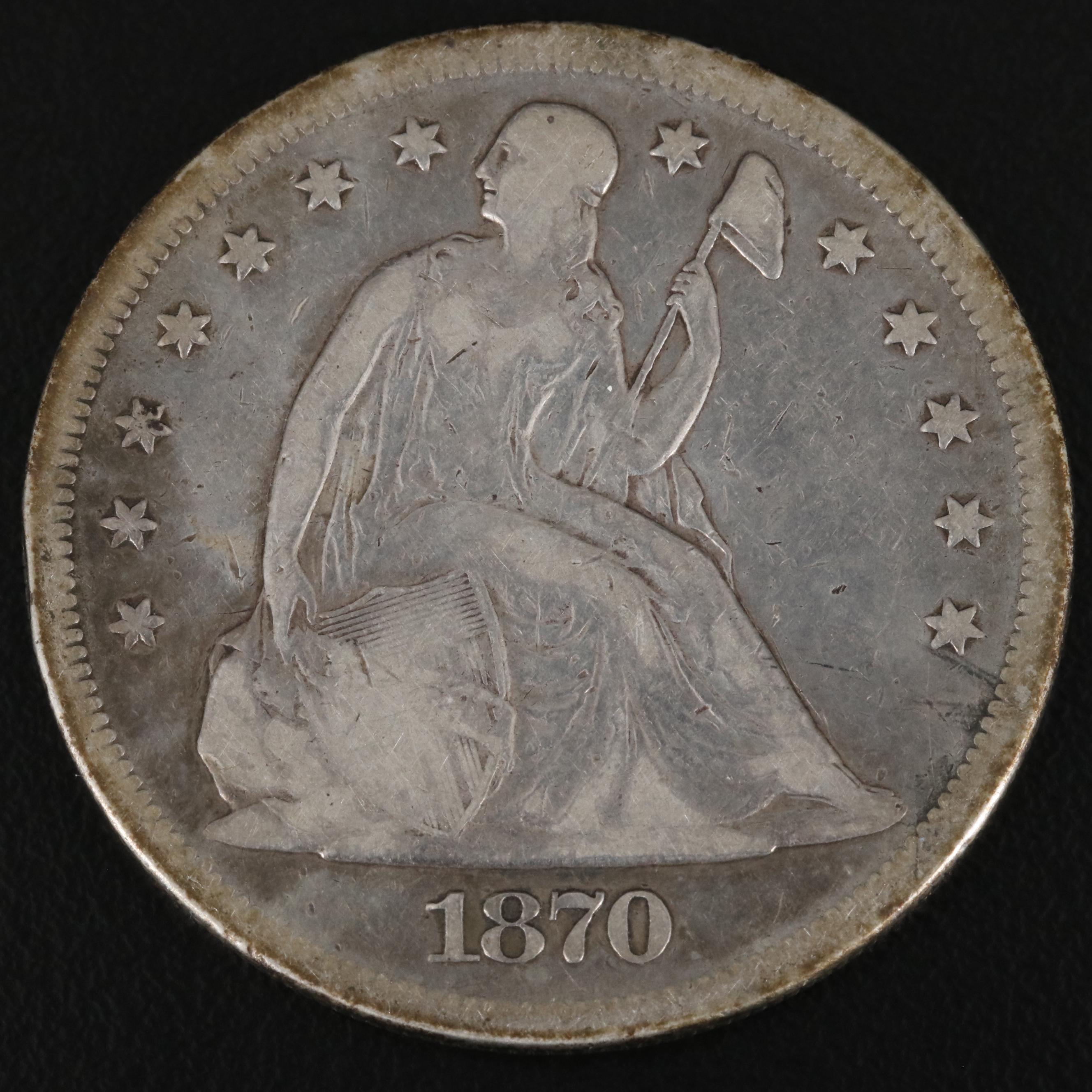 1870 Liberty Seated Silver Dollar