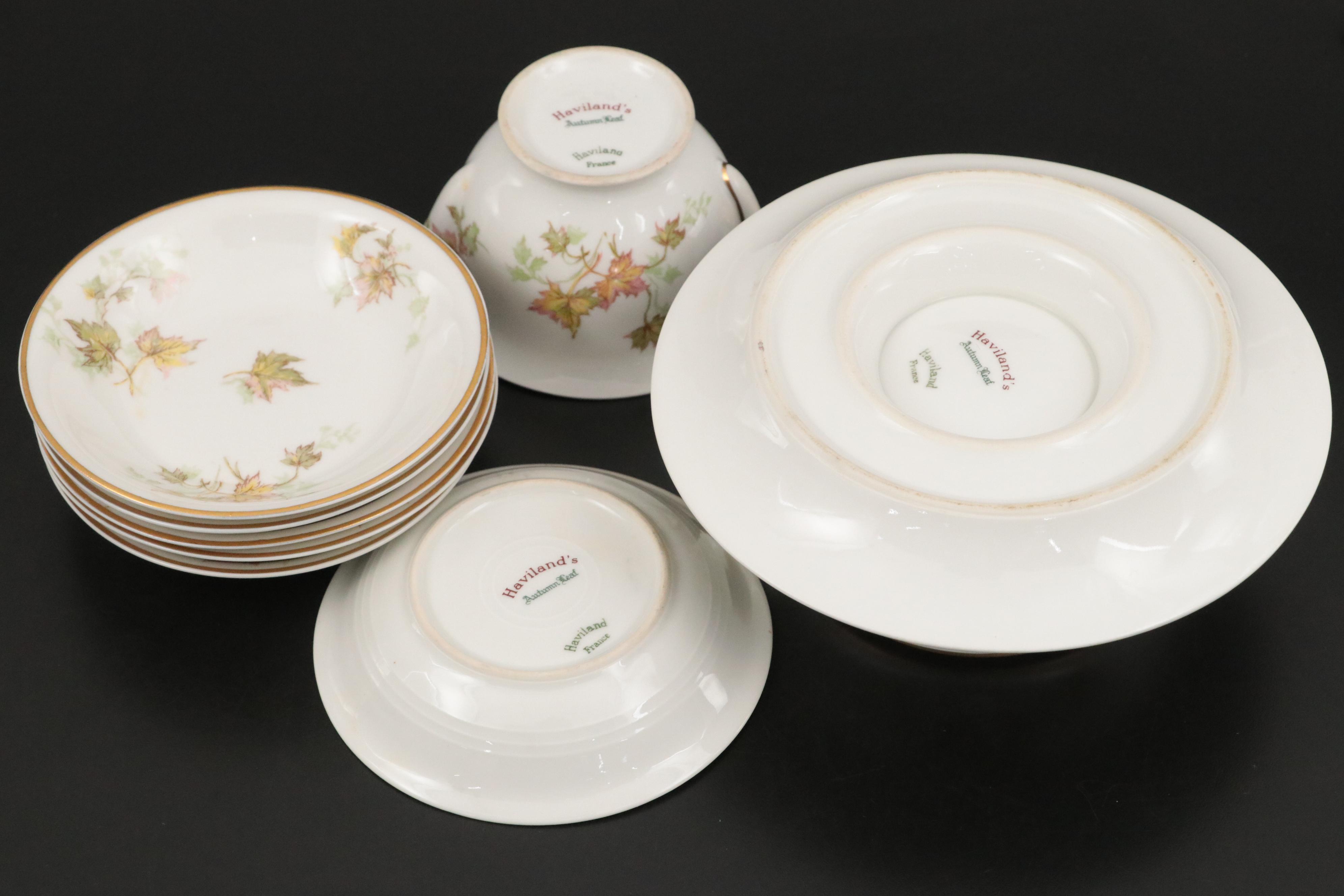 Haviland Limoges "Autumn Leaf" Porcelain Dinnerware, Mid-20th Century