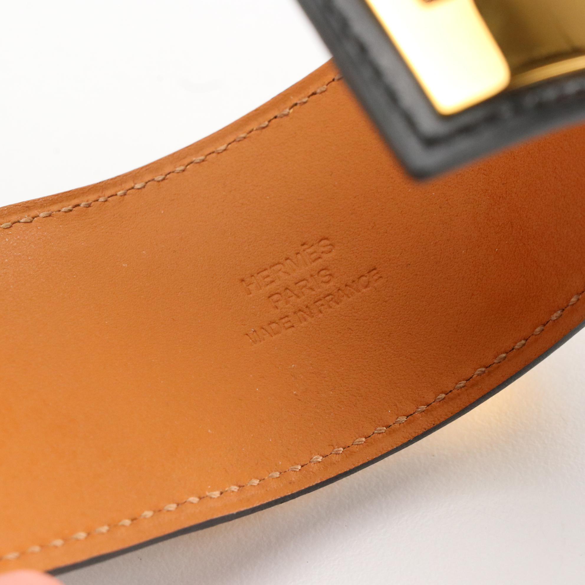 Hermès Collier de Chien Bracelet in Black Leather with Box