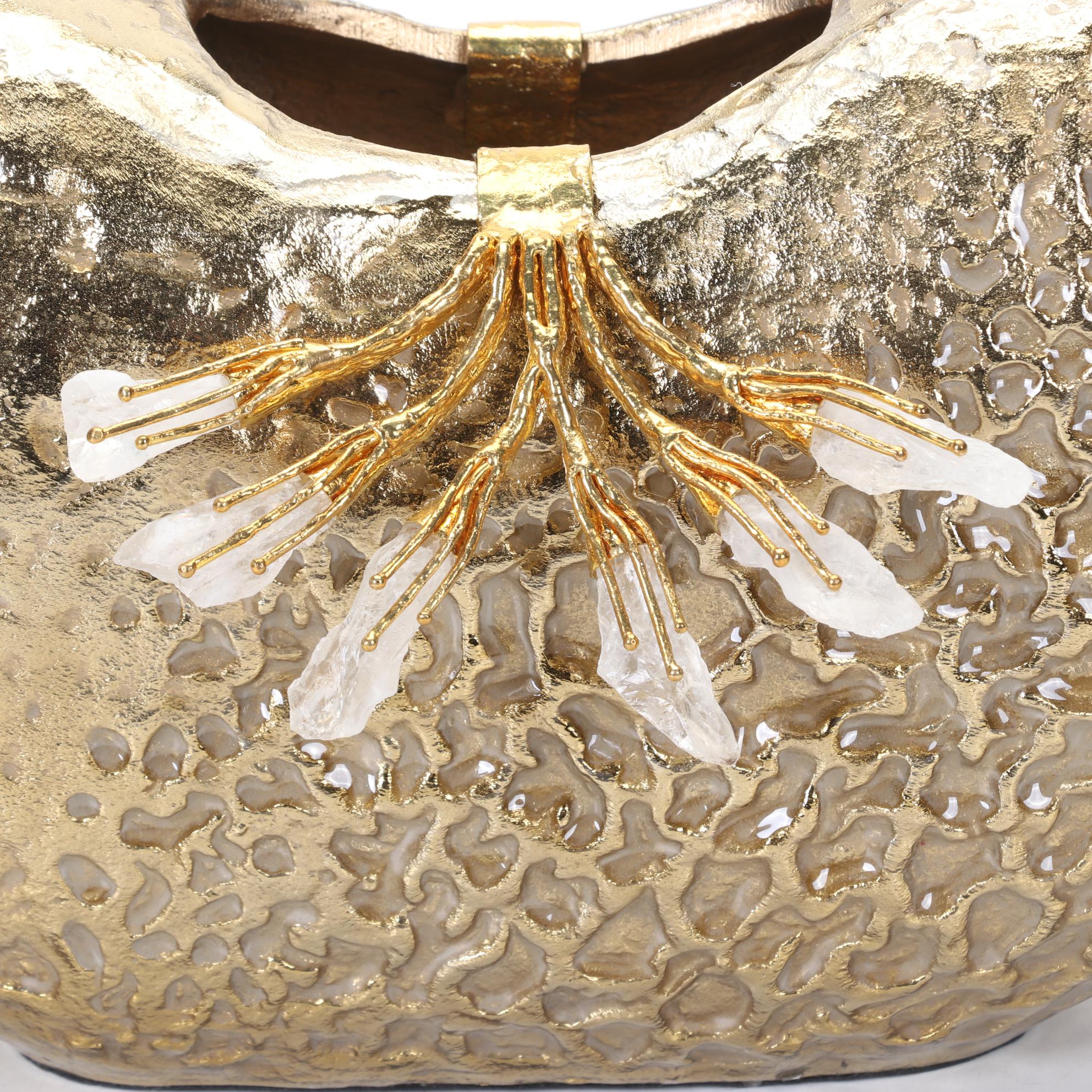 Three John-Richard Quartz Crystal Embellished Pod Vases