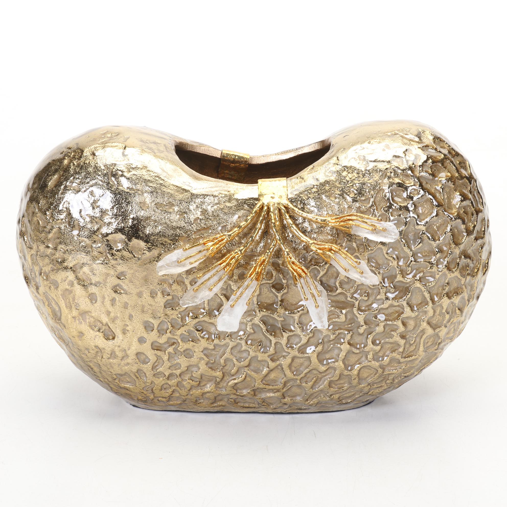 Three John-Richard Quartz Crystal Embellished Pod Vases