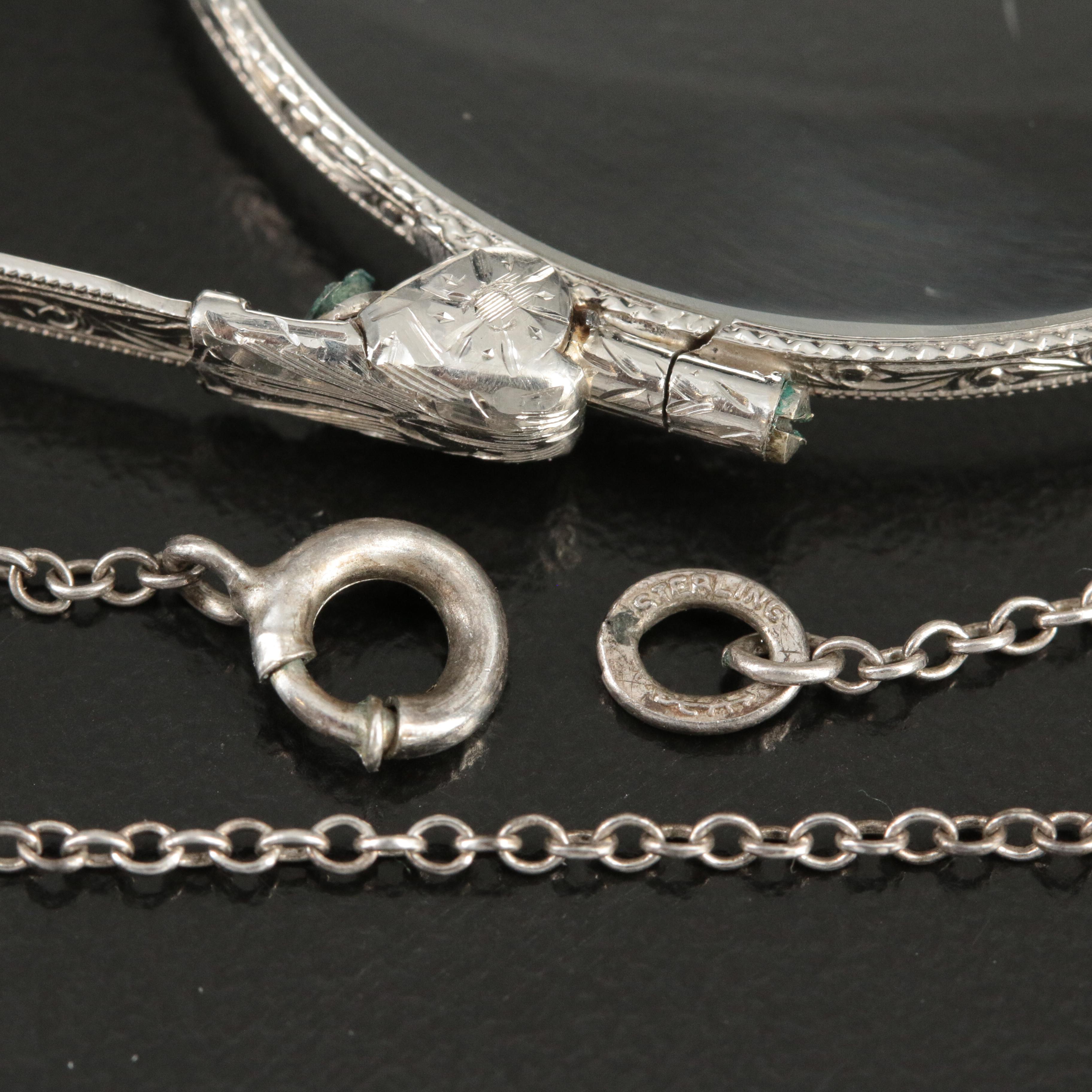 14K lorgnette with Sterling Chain Necklace