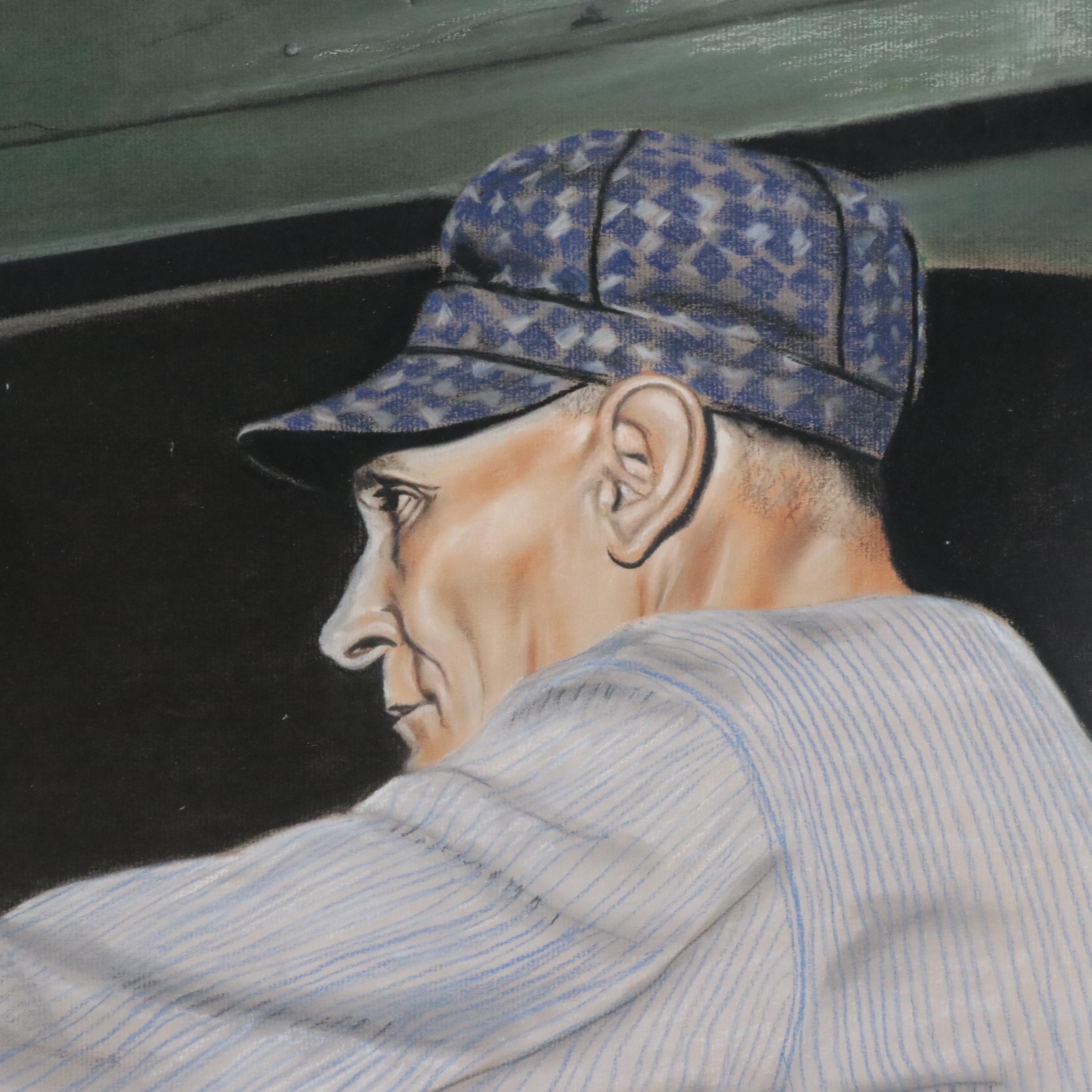 Large-Scale Hyperrealist Colored Pencil Drawing of Railroad Conductor Bill Smith